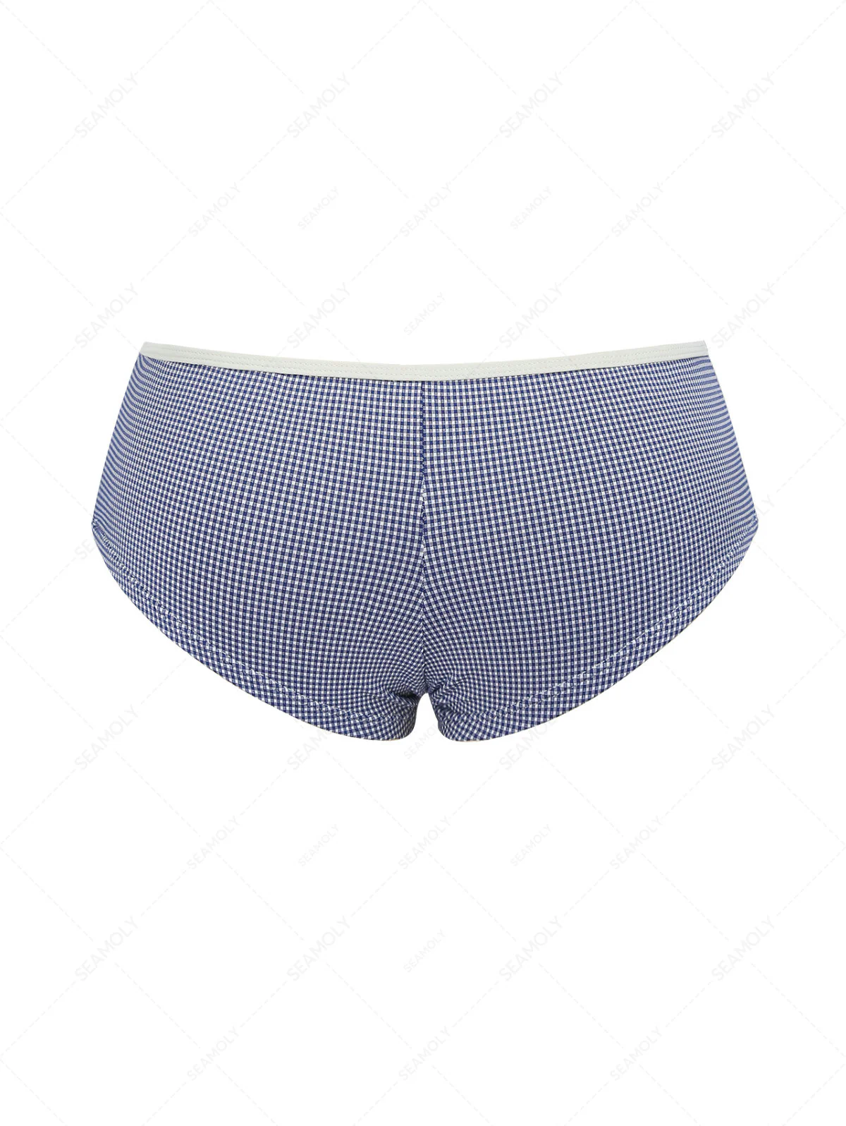 Seamolly 3-teiliges Bikini-Set mit Vichy-Karo, O-Ring, doppellagig, frecher Boyshort-Form - Image 11