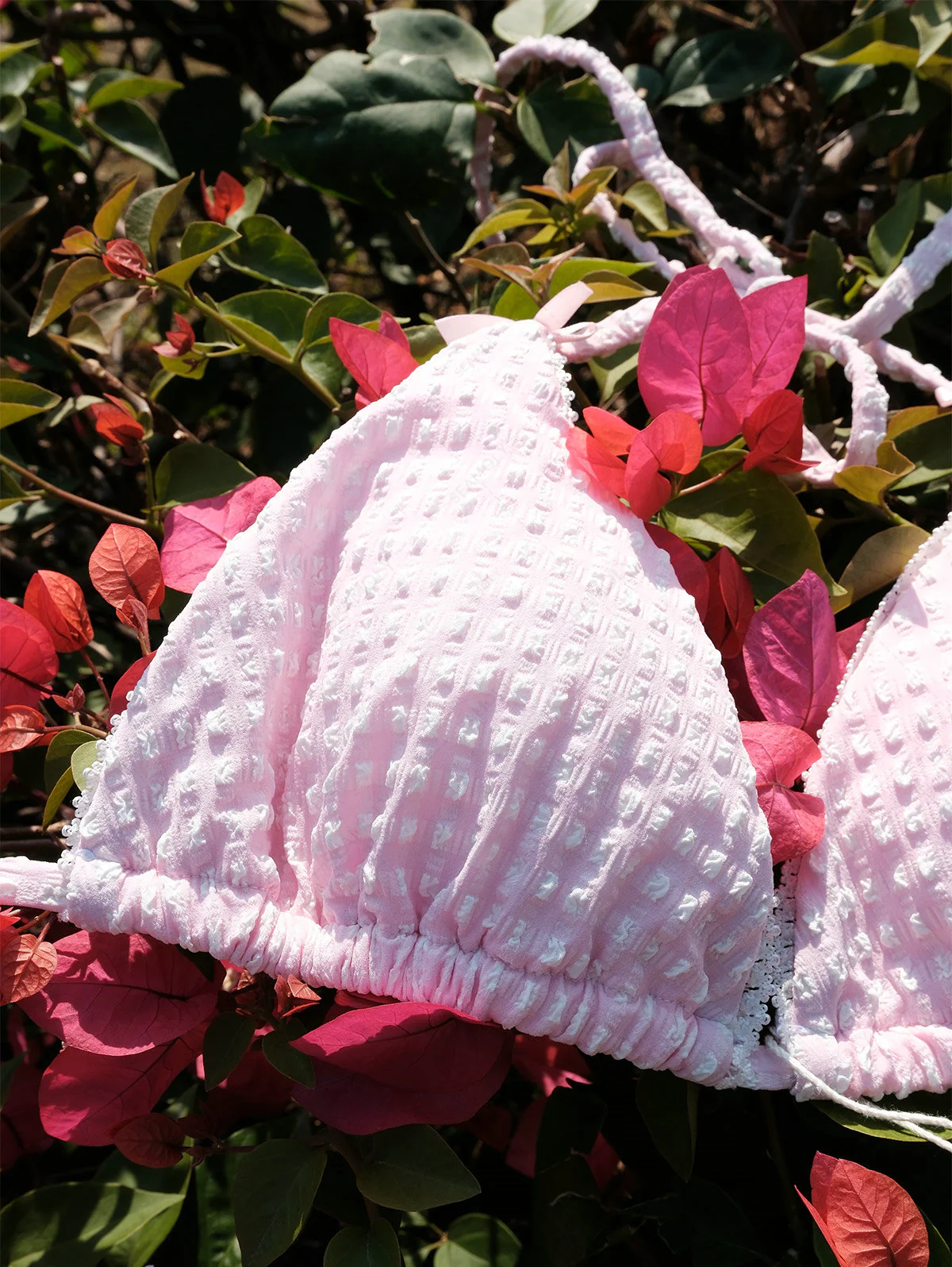 Seamolly 3-teiliges Bikini-Set aus kariertem, strukturiertem Spitzen-Dreiecks-Bikini mit Schleife und frechem Schnitt - Image 13