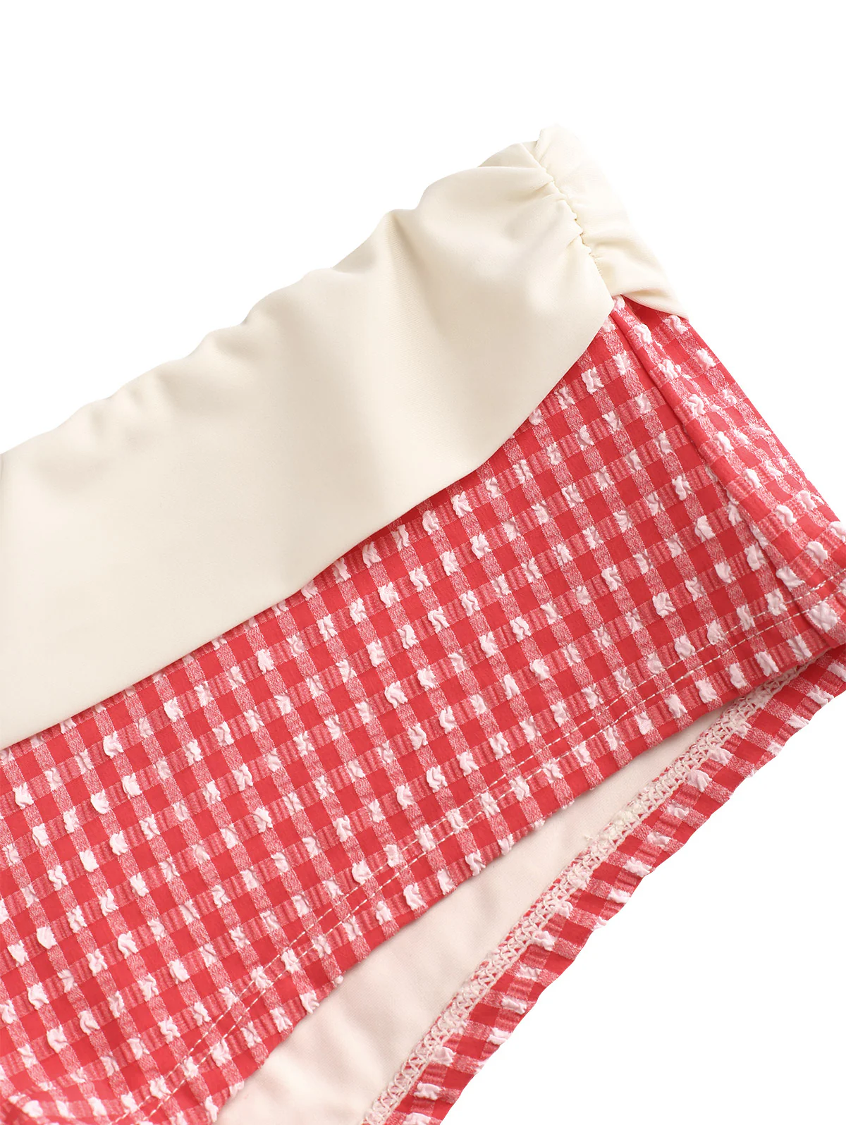 Seamolly 3 Piece Gingham Textured O Ring Double Layer Cheeky Boyshort Bikini Set - Image 10