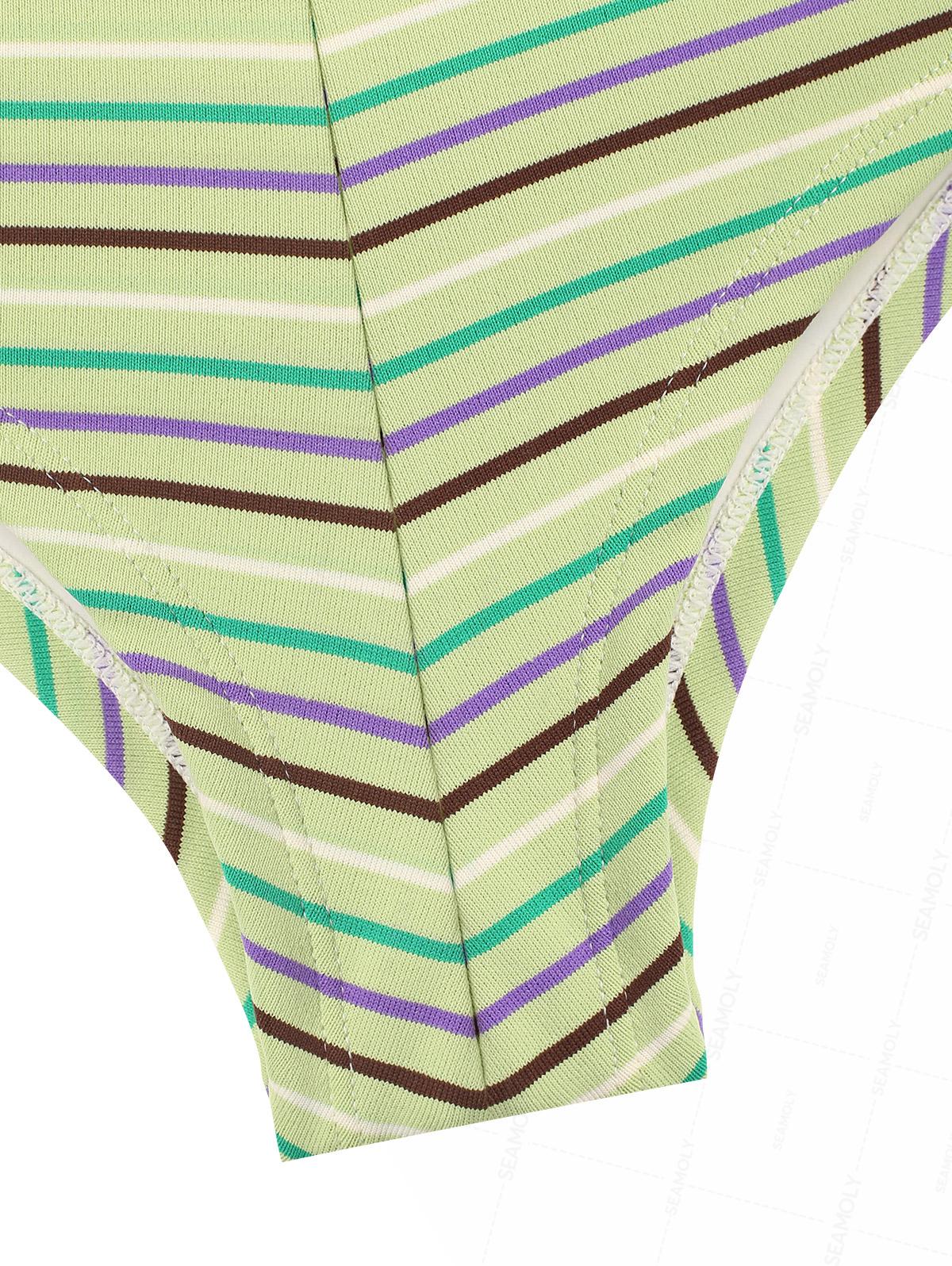 Seamolly Knit Striped Bowknot Bikini Bottom Cheeky Swim Boyshorts - Image 4