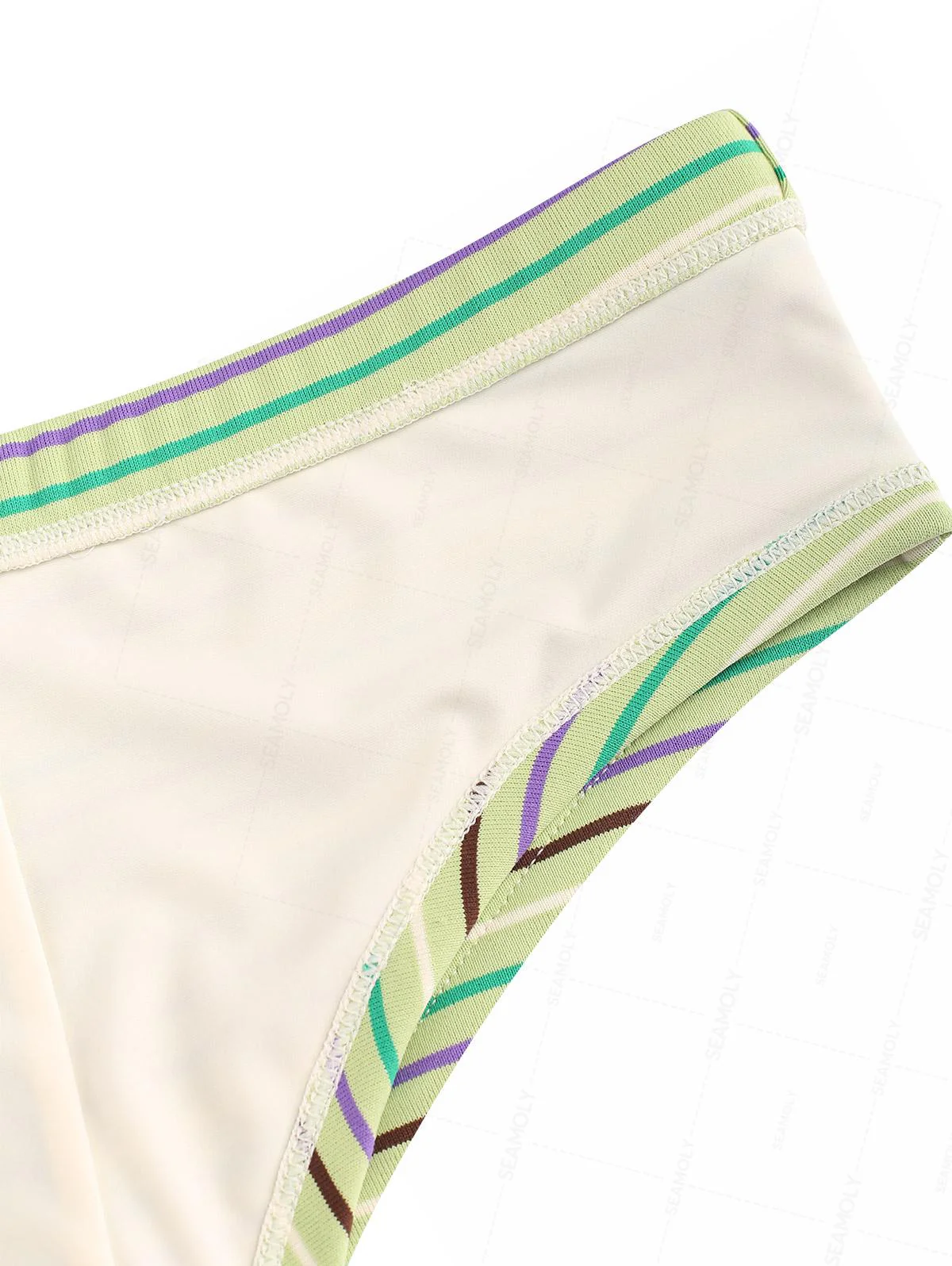 Seamolly Knit Striped Bowknot Bikini Bottom Cheeky Swim Boyshorts - Image 6