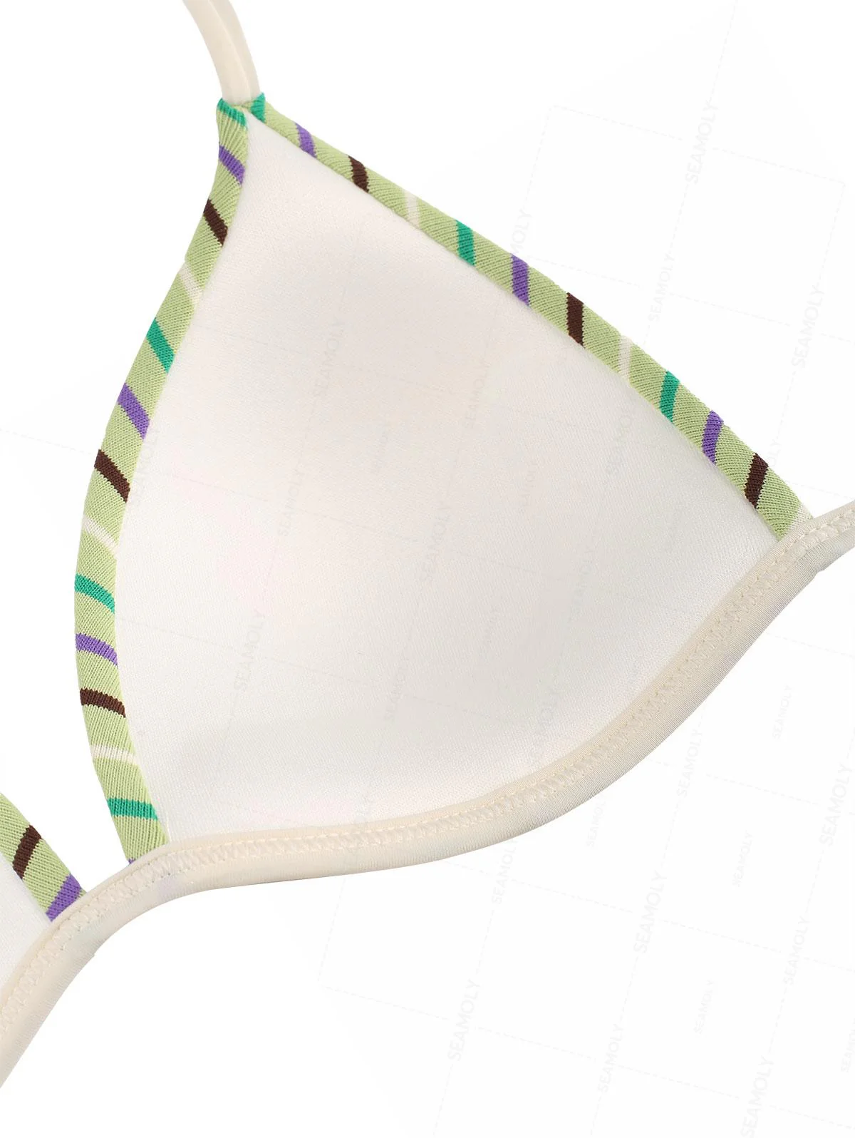 Seamolly 3 Piece Striped Triangle Push Up Brazilian Cheeky Boyshort Bikini Set - Image 5