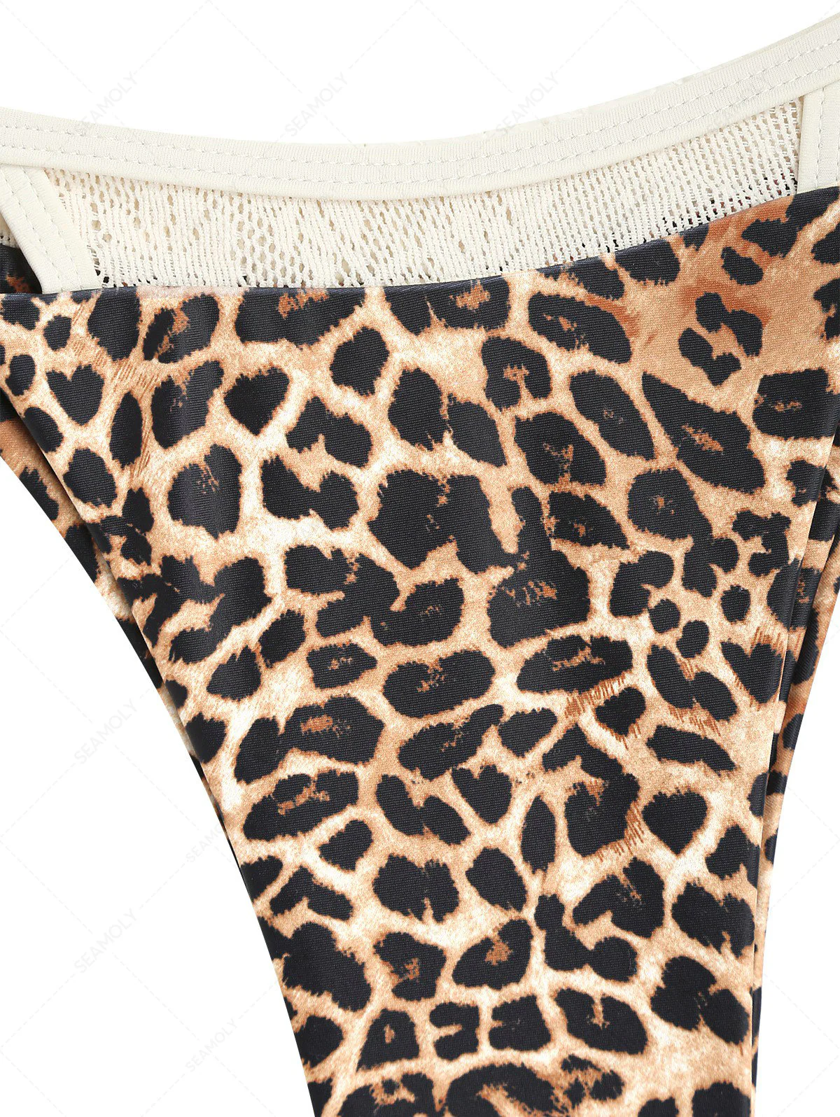 Seamolly 3 Piece Leopard Print Contrast Lace Double Layer Cheeky Boyshort Bikini Set - Image 6