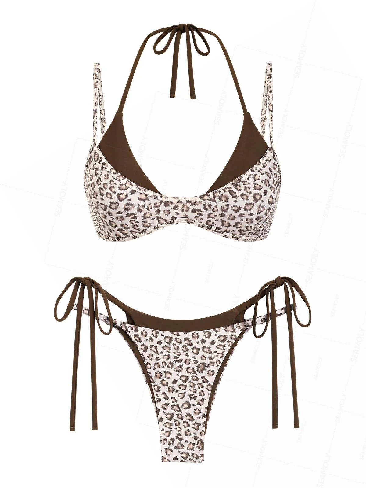 Seamolly 3-teiliges Bikini-Set mit Leopardenmuster, doppellagig, frech geschnitten, kurze Shorts - Image 7