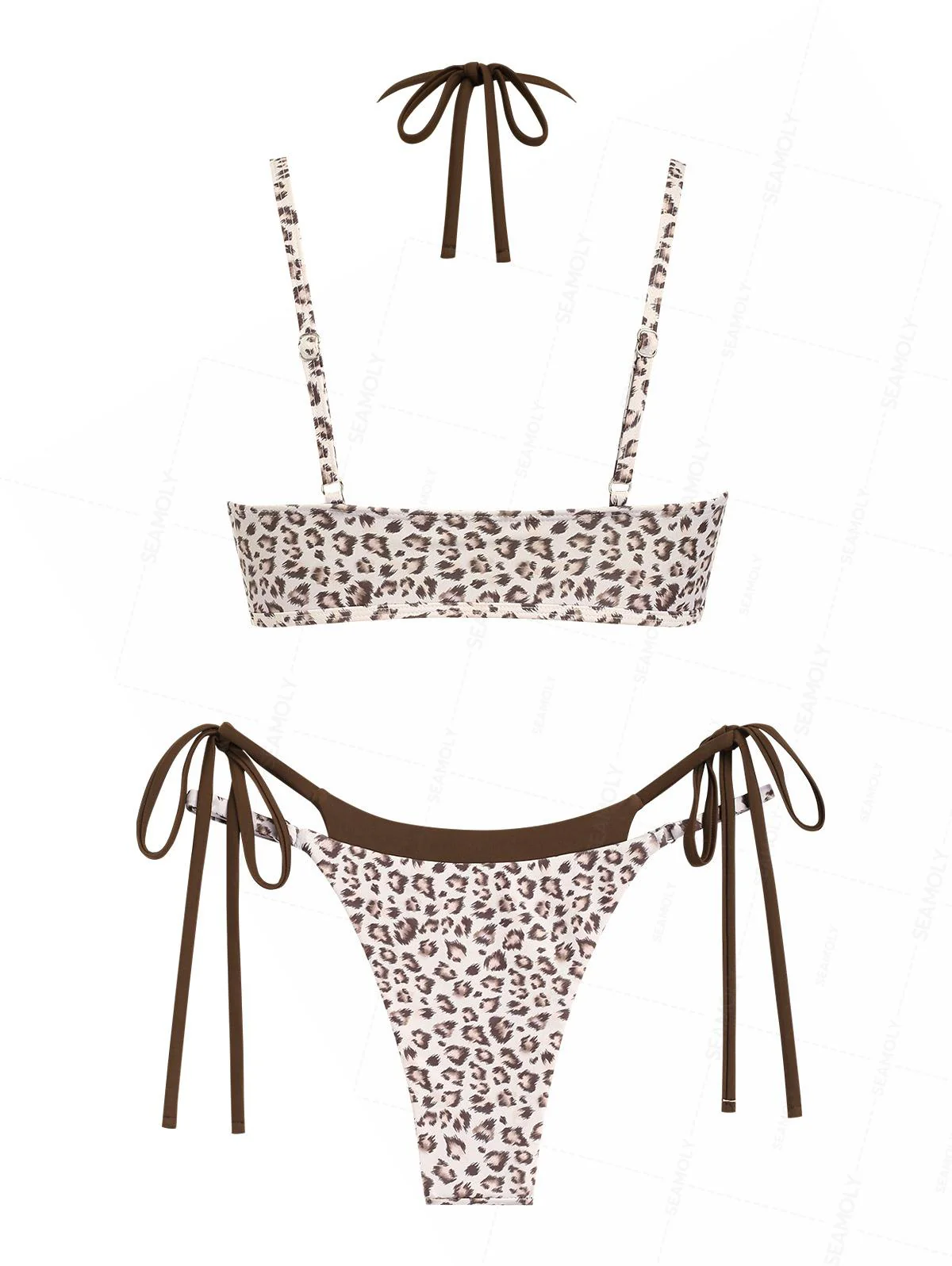 Seamolly 3-teiliges Bikini-Set mit Leopardenmuster, doppellagig, frech geschnitten, kurze Shorts - Image 8