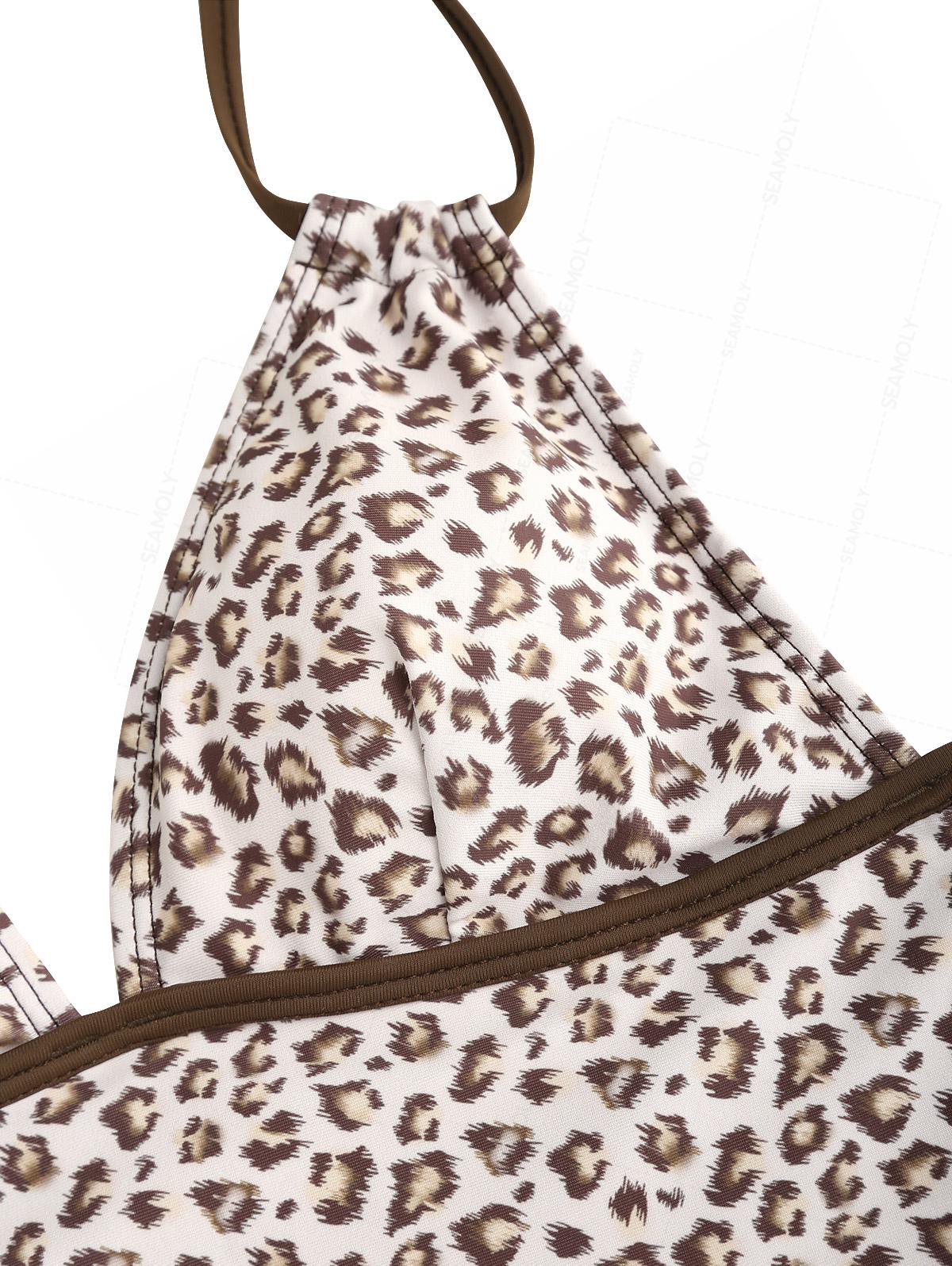 Seamolly 3-teiliges Tankini-Set mit Leopardenmuster, Neckholder und frechem Schnitt (Boyshorts) - Image 4
