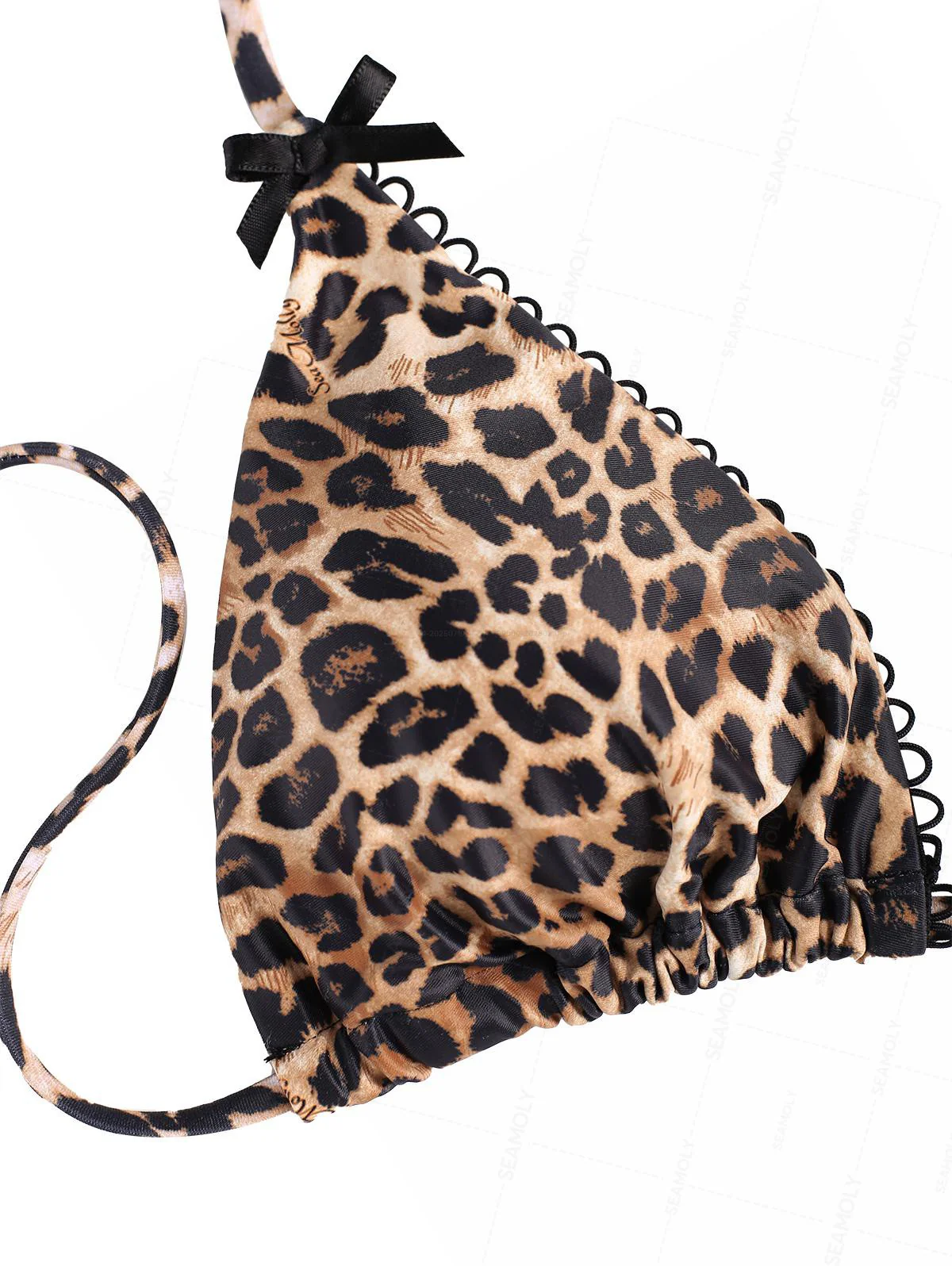 Seamolly Leoparden-Spitzenbesatz, Schleife, Dekor, Neckholder-Dreieck, freches Bikini-Set - Image 12
