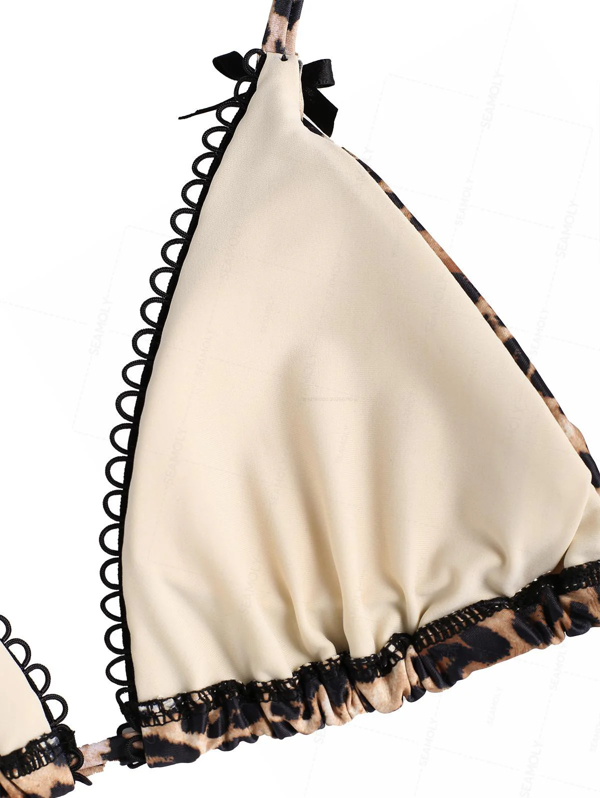 Seamolly Leoparden-Spitzenbesatz, Schleife, Dekor, Neckholder-Dreieck, freches Bikini-Set - Image 13