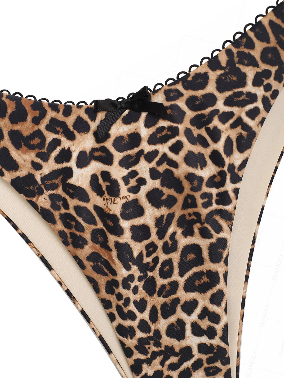Seamolly Leoparden-Spitzenbesatz, Schleife, Dekor, Neckholder-Dreieck, freches Bikini-Set - Image 14