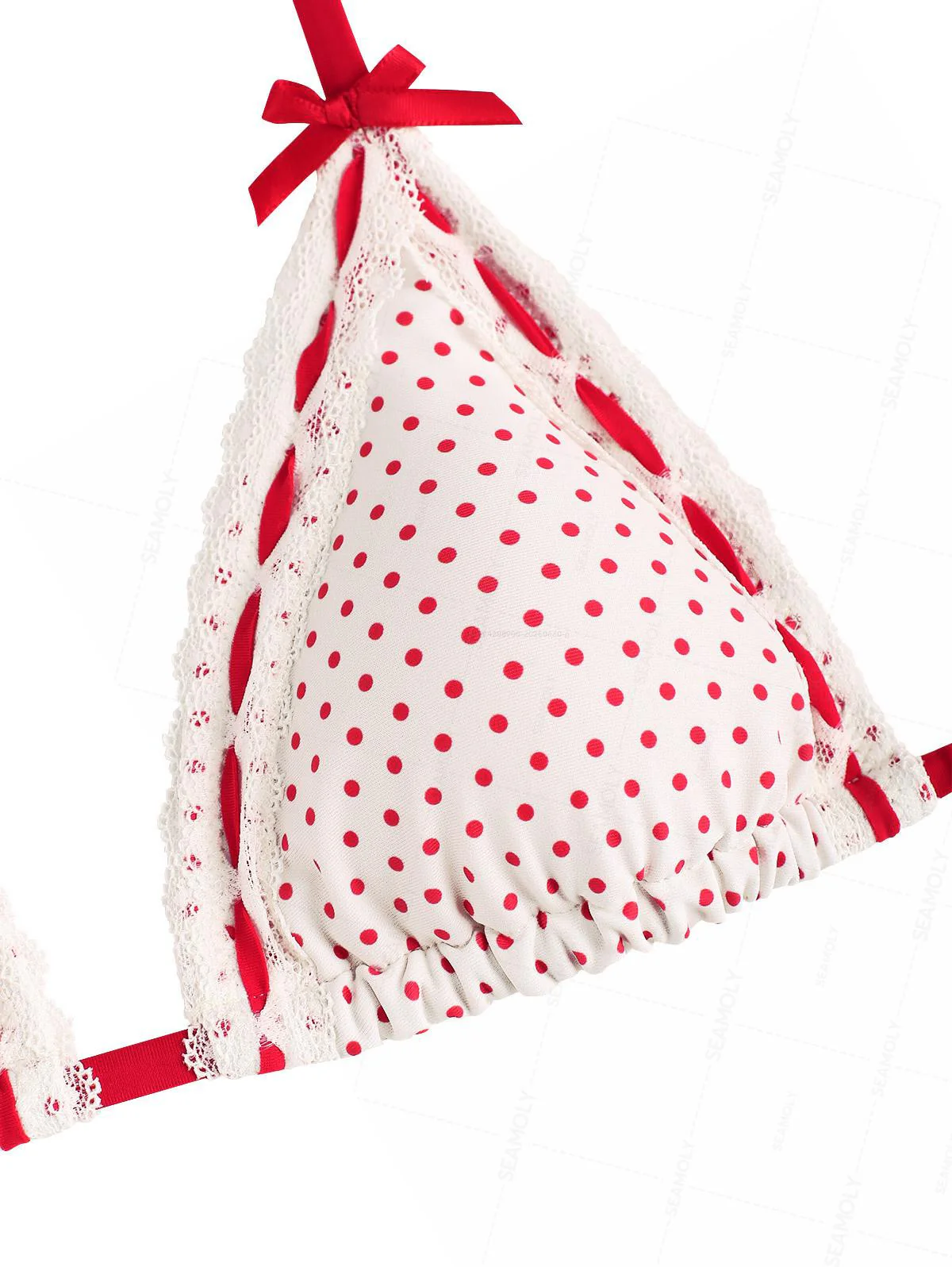 Seamolly 3-teiliges Bikini-Set mit Polka-Dots, Spitze, Schleife und Triangel-Ausschnitt - Image 12