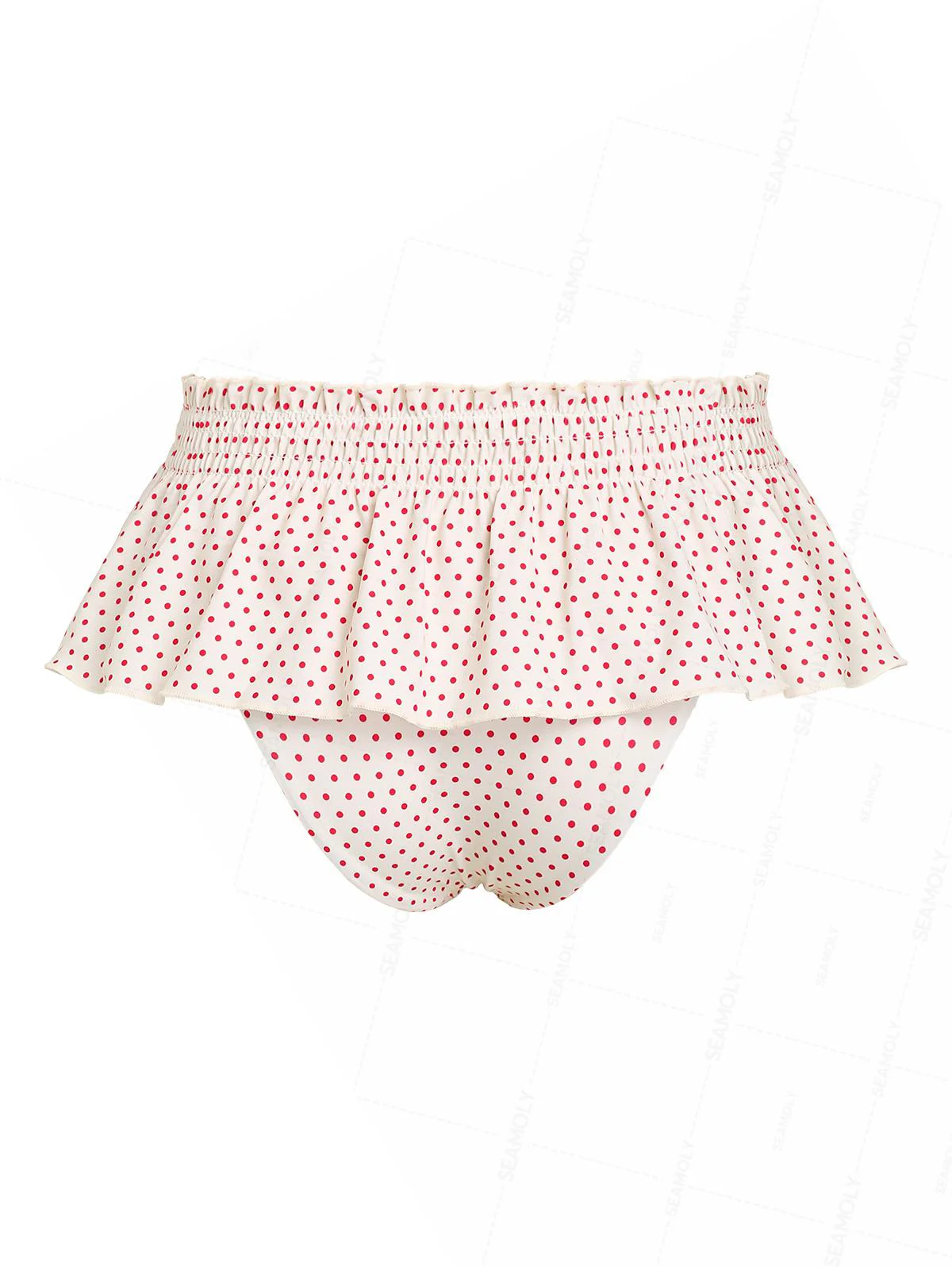 Seamolly 3-teiliges Bikini-Set mit gepunktetem Spitzen- und Schleife-Triangelrock - Image 7