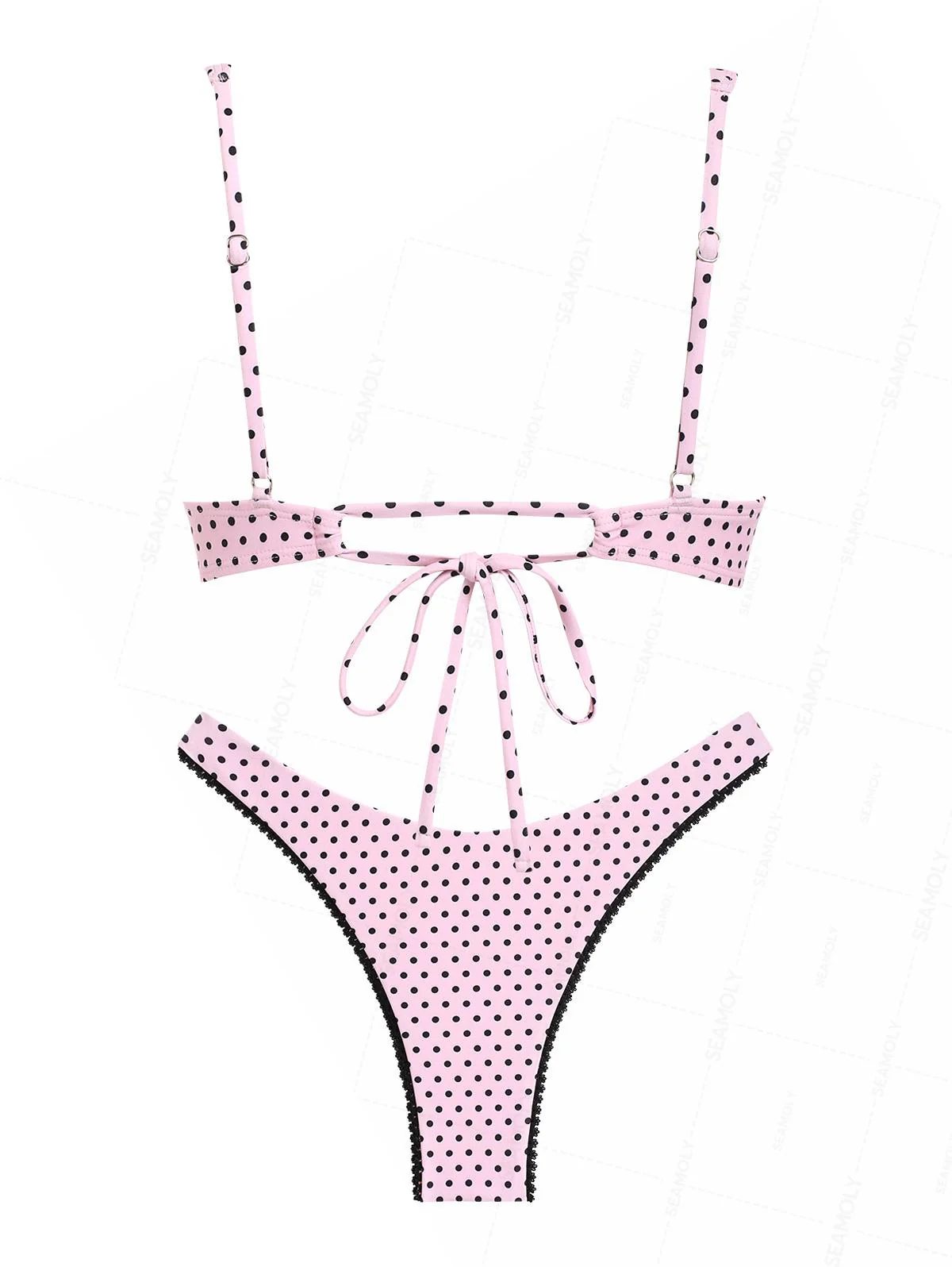 Seamolly Bikini-Set mit Polka Dots, Spitze, Schleife, Bügel und hohem Beinausschnitt - Image 2