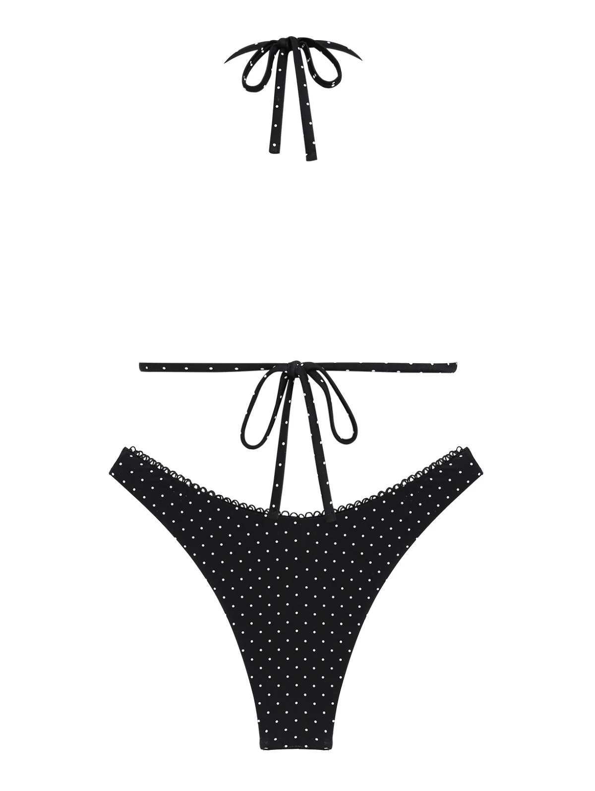 Seamolly Polka Dot Picot Trim Bowknot Neckholder Triangel-Bikini-Set - Image 8