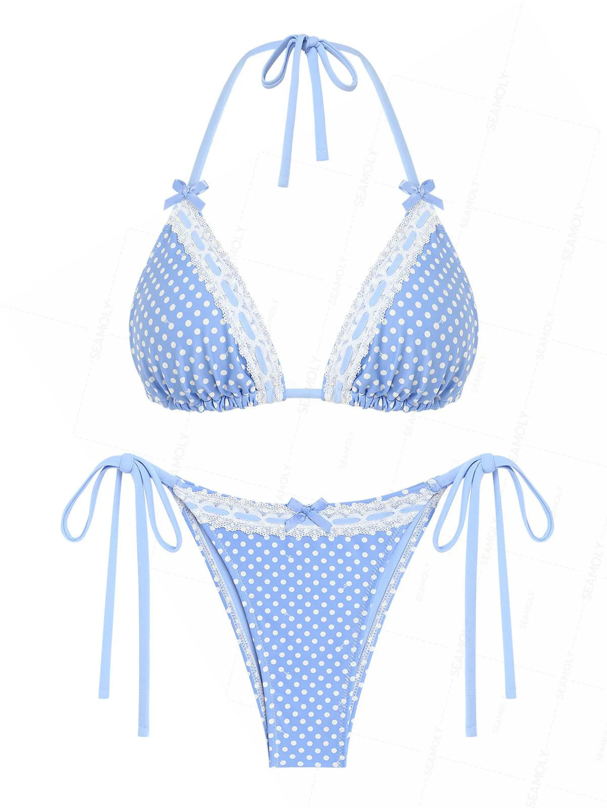 Seamolly Bikini-Set mit Spitze und Schleife im Polka-Dot-Print - Image 2