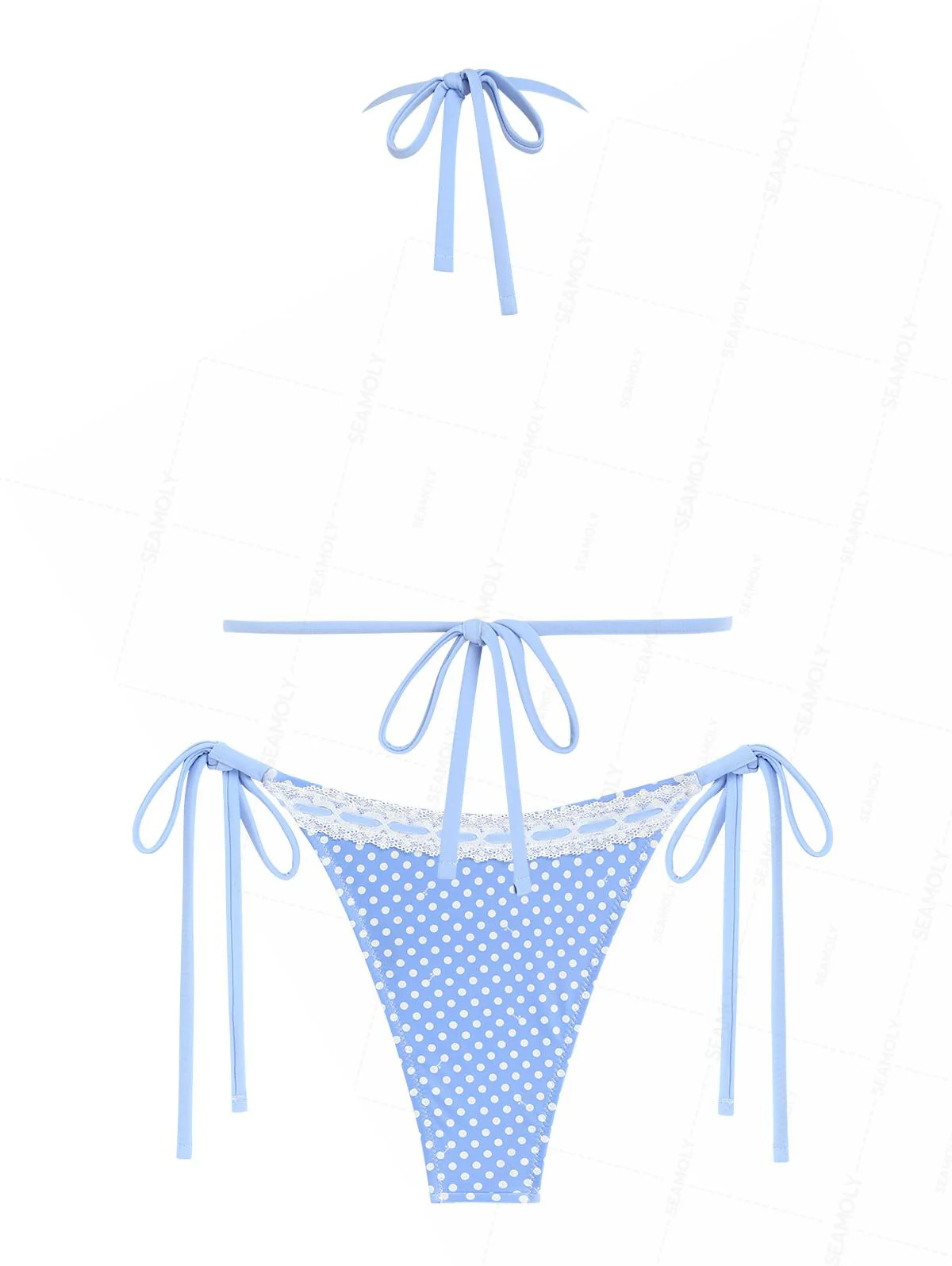 Seamolly Bikini-Set mit Spitze und Schleife im Polka-Dot-Print - Image 8