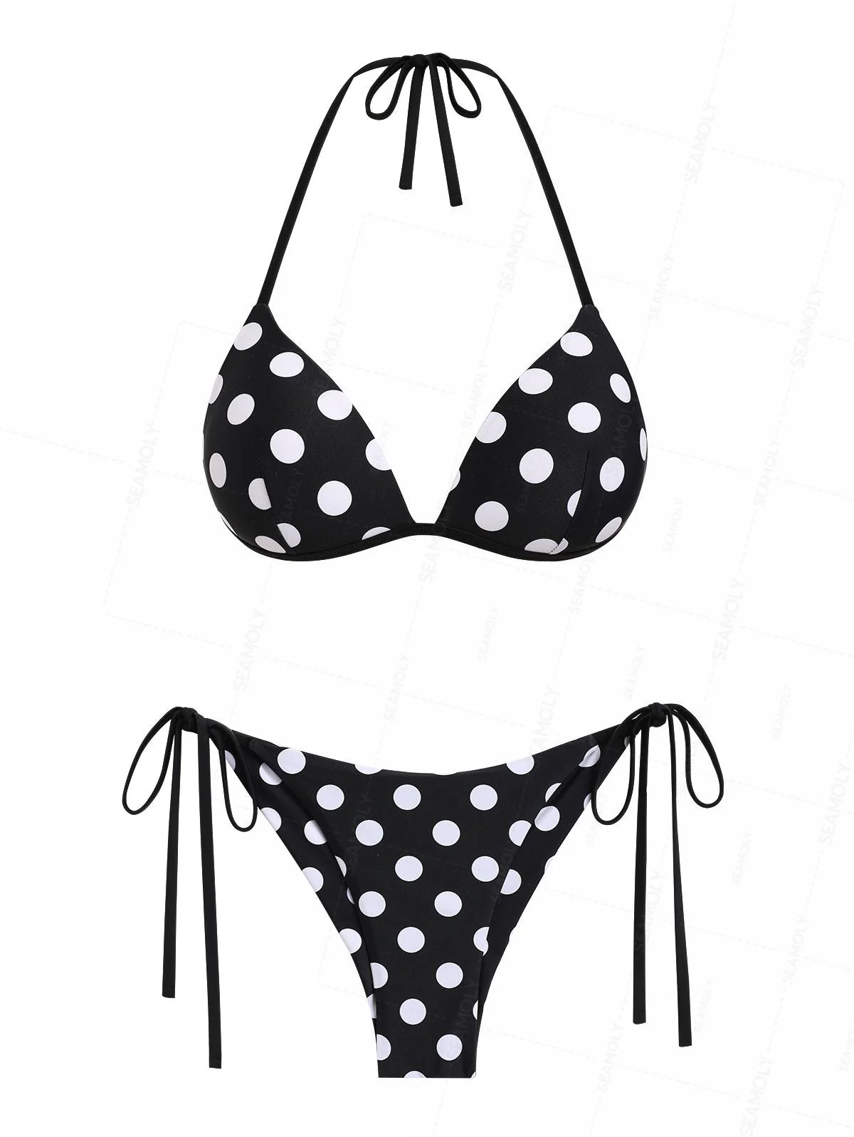 Seamolly Bikini-Set mit Triangel-Push-Up-Oberteil und frechem brasilianischem Höschen mit Polka-Dot-Print