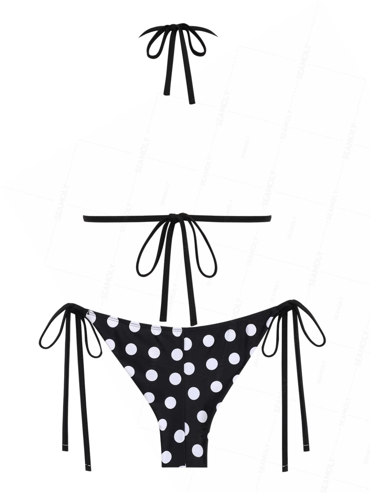 Seamolly Bikini-Set mit Triangel-Push-Up-Oberteil und frechem brasilianischem Höschen mit Polka-Dot-Print - Image 7