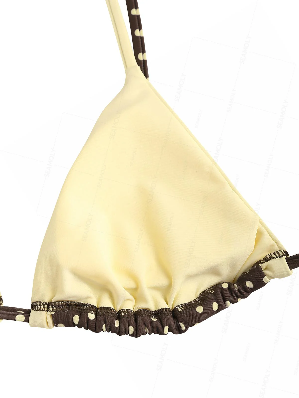 Seamolly Contrast Color Polka Dot Print Tie Side Double Layer Bikini Set - Image 4