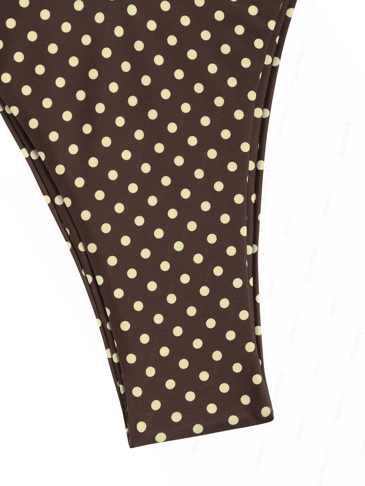 Seamolly Contrast Color Polka Dot Print Tie Side Double Layer Bikini Set - Image 5