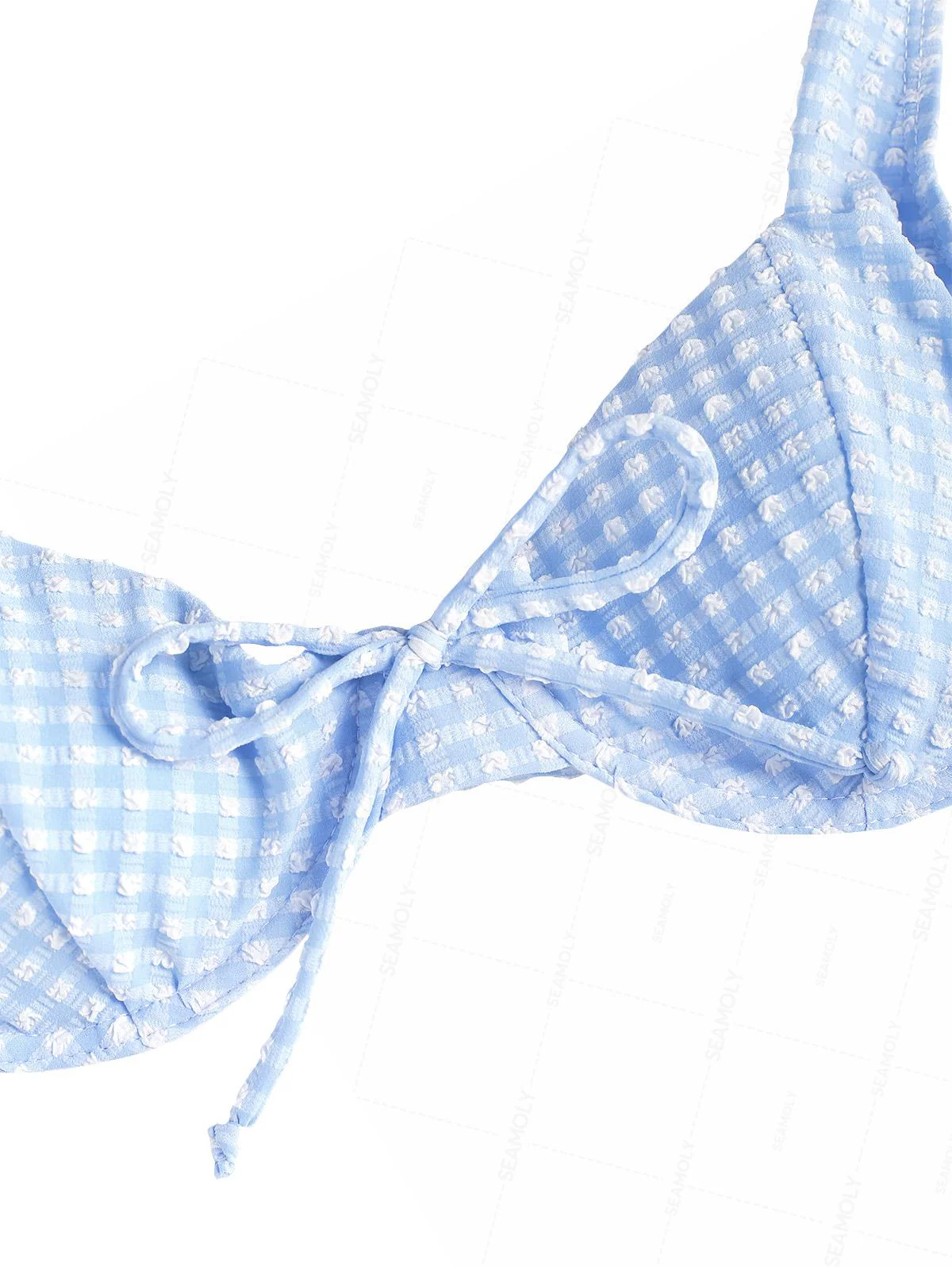 Seamolly Bikini-Set mit Vichy-Karo, strukturierter Oberfläche, Schleife und Bügeln - Image 3