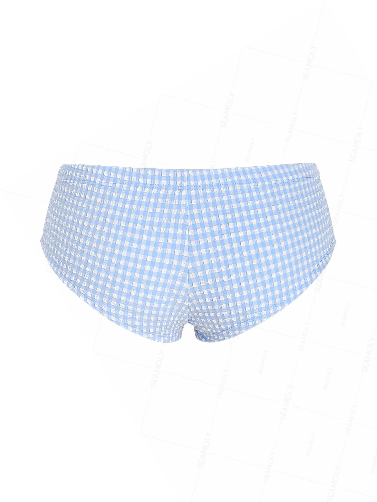 Seamolly 3-teiliges Bikini-Set mit Vichy-Karo, Spitze, Schleife, Rüschen, Triangel-Schnitt und frechem Boyshort-Ausschnitt - Image 14