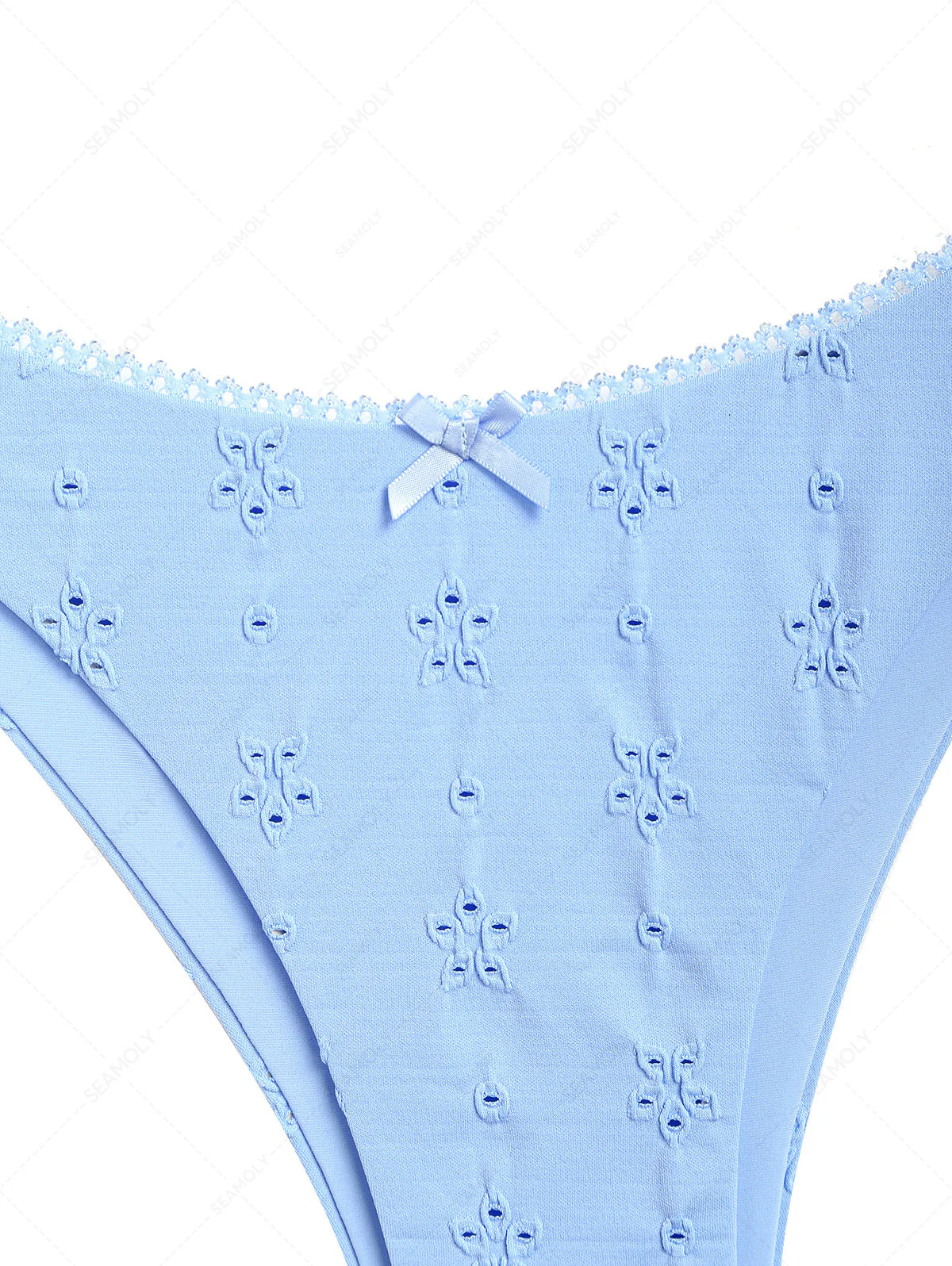 Seamolly 3-teiliges Bikini-Set aus recyceltem Stoff mit Jacquard-Spitze, Schleife und frechem Schnitt. - Image 11
