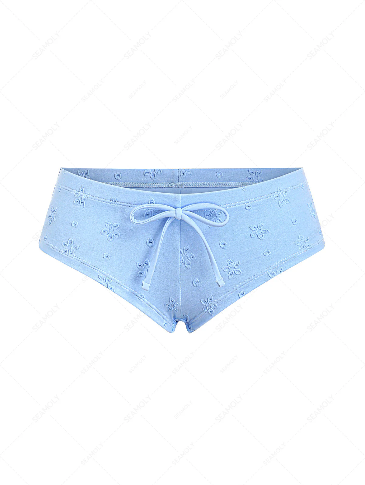 Seamolly Recycled Fabric Jacquard Bowknot Bikini Bottom Cheeky Swim Boyshorts - Image 3