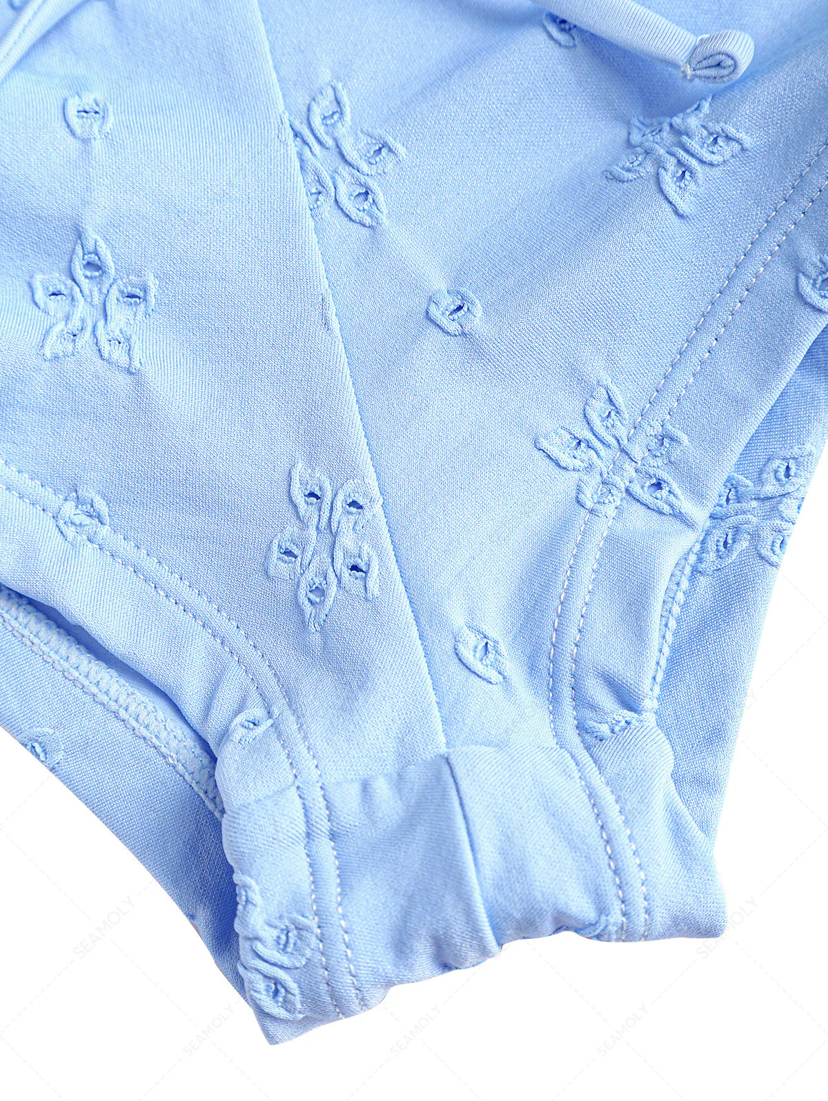 Seamolly Recycled Fabric Jacquard Bowknot Bikini Bottom Cheeky Swim Boyshorts - Image 6
