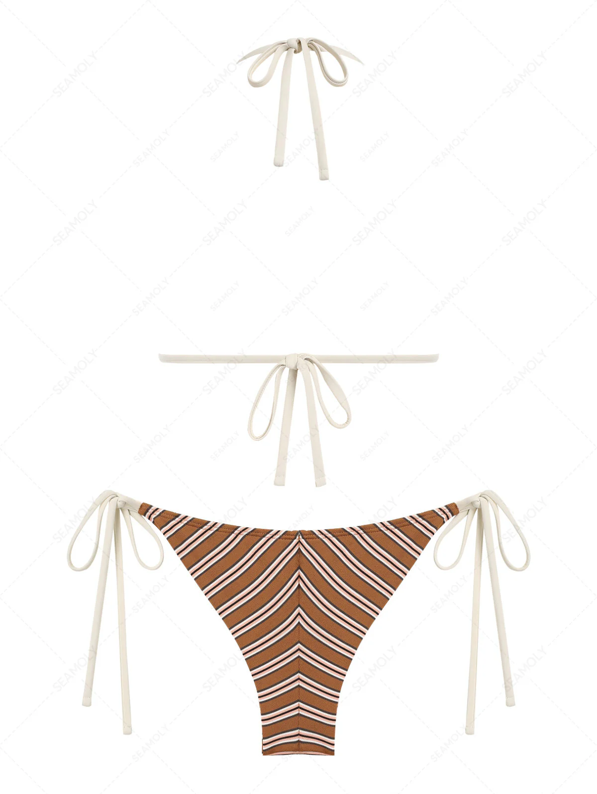 Seamolly Bikini-Set mit Streifen, Neckholder-Triangel-Top und frechem brasilianischem Höschen - Image 2