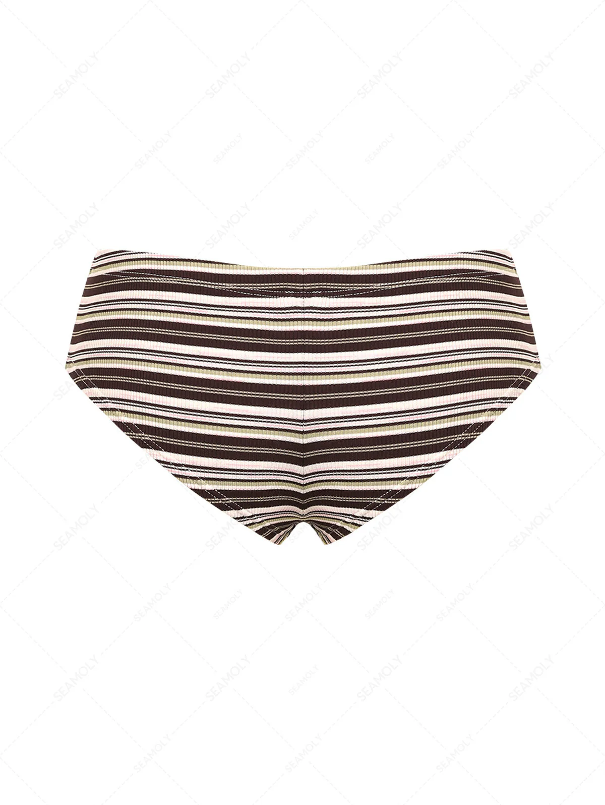 Seamolly 3 Piece Striped Halter Triangle Push Up Brazilian Cheeky Boyshort Bikini Set - Image 9