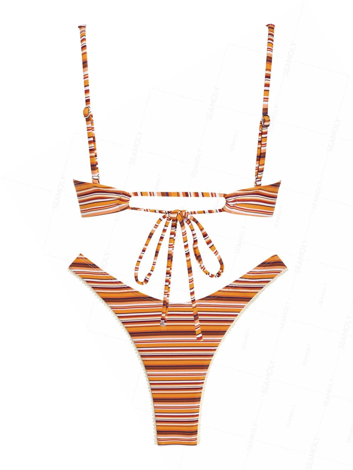 Seamolly Bikini-Set mit Streifen, Spitze, Schleife, Bügeln und hohem Beinausschnitt - Image 10
