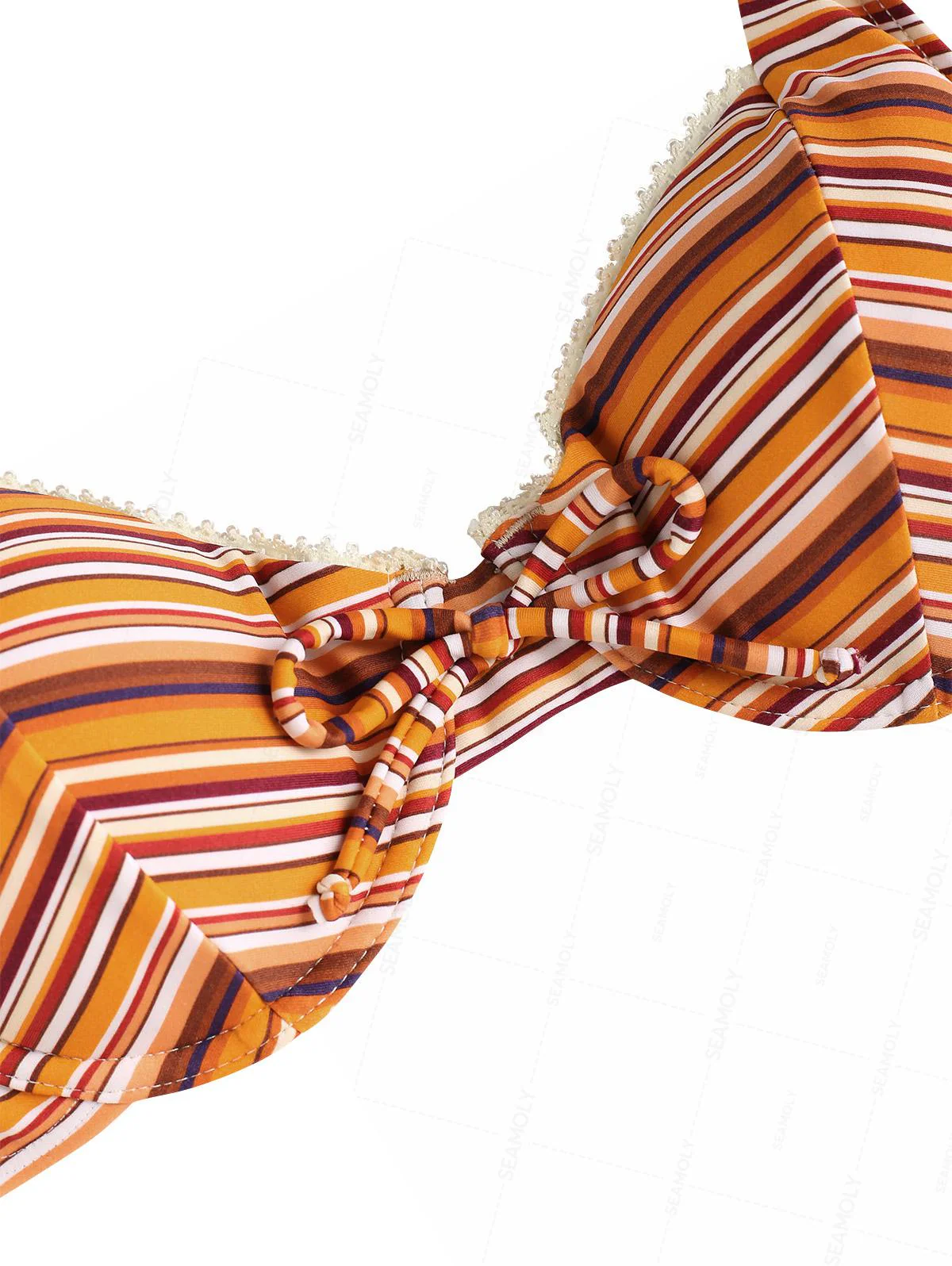 Seamolly Bikini-Set mit Streifen, Spitze, Schleife, Bügeln und hohem Beinausschnitt - Image 11