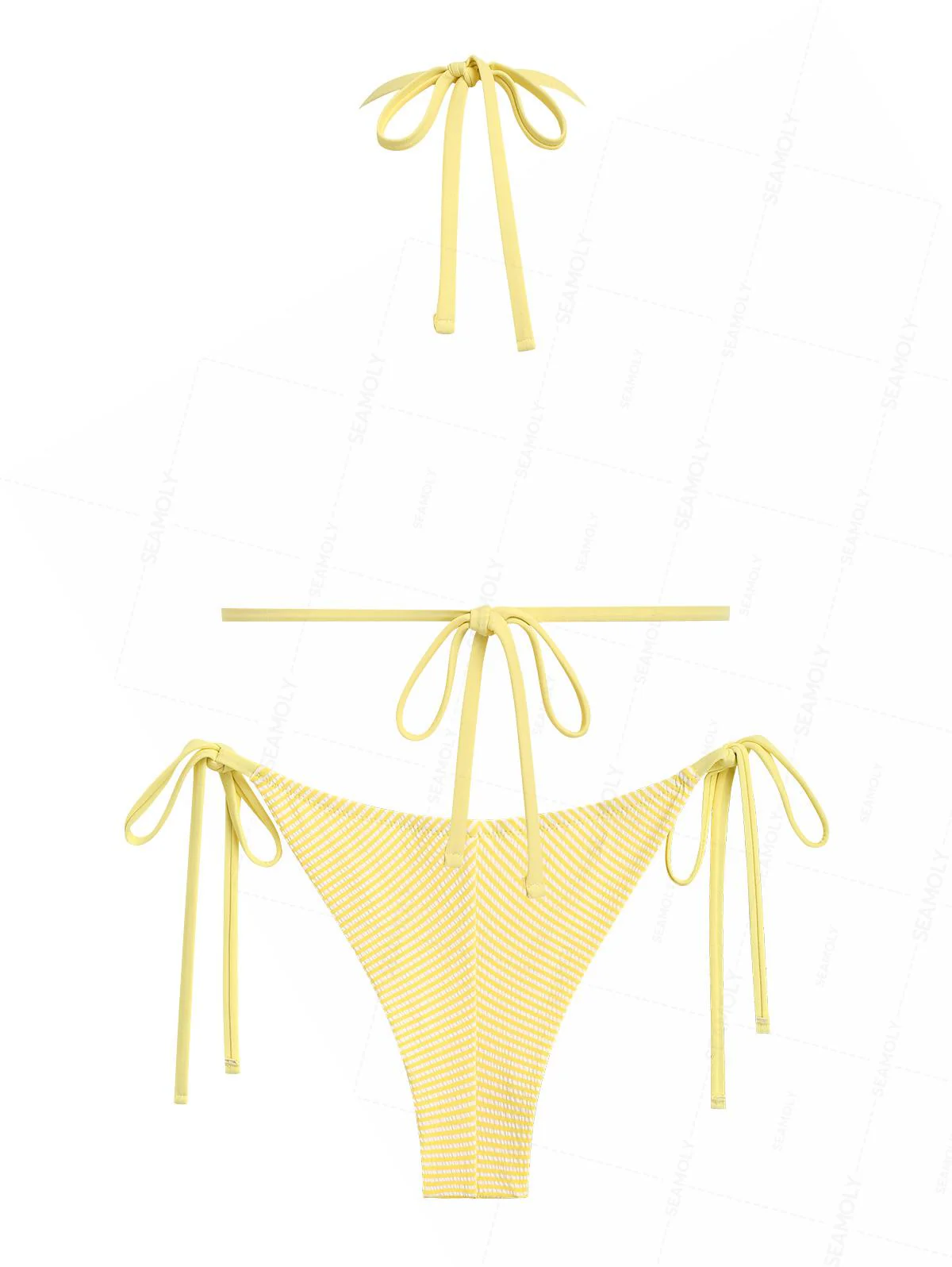 Seamolly Bikini-Set mit gestreiftem Spitzen-Triangel-Top und frechem brasilianischem Höschen - Image 2