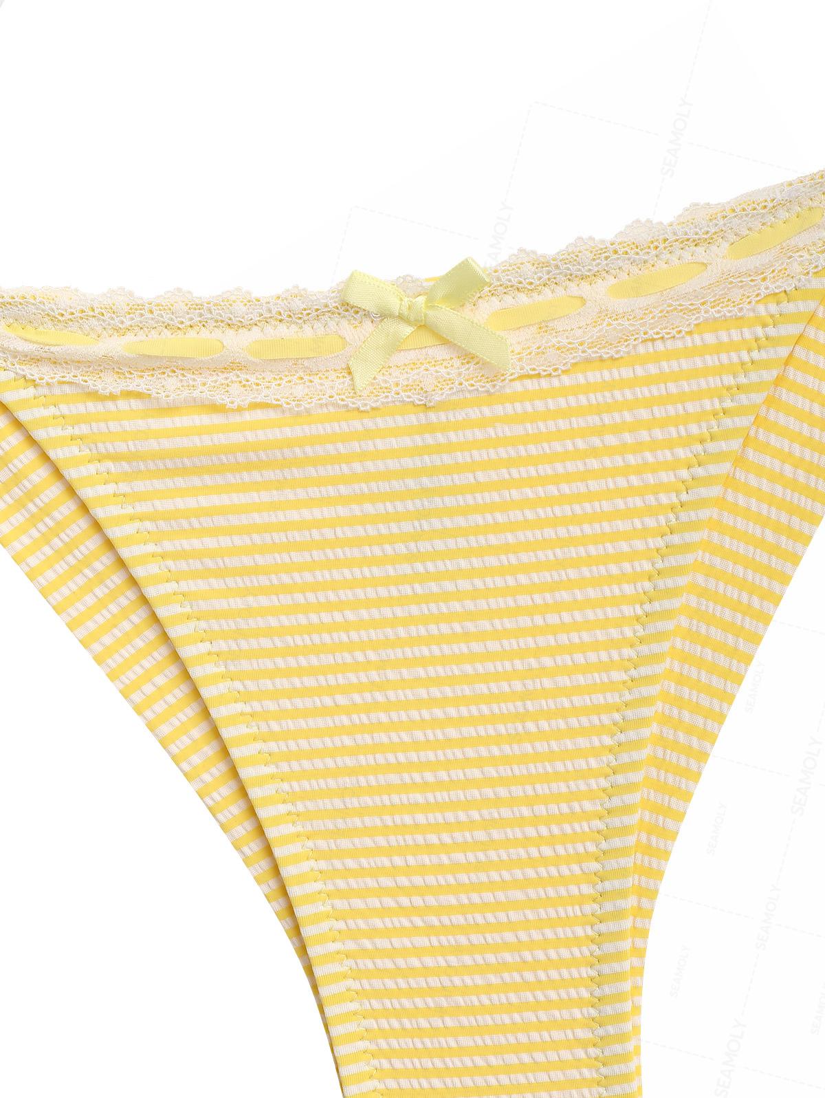 Seamolly Bikini-Set mit gestreiftem Spitzen-Triangel-Top und frechem brasilianischem Höschen - Image 5