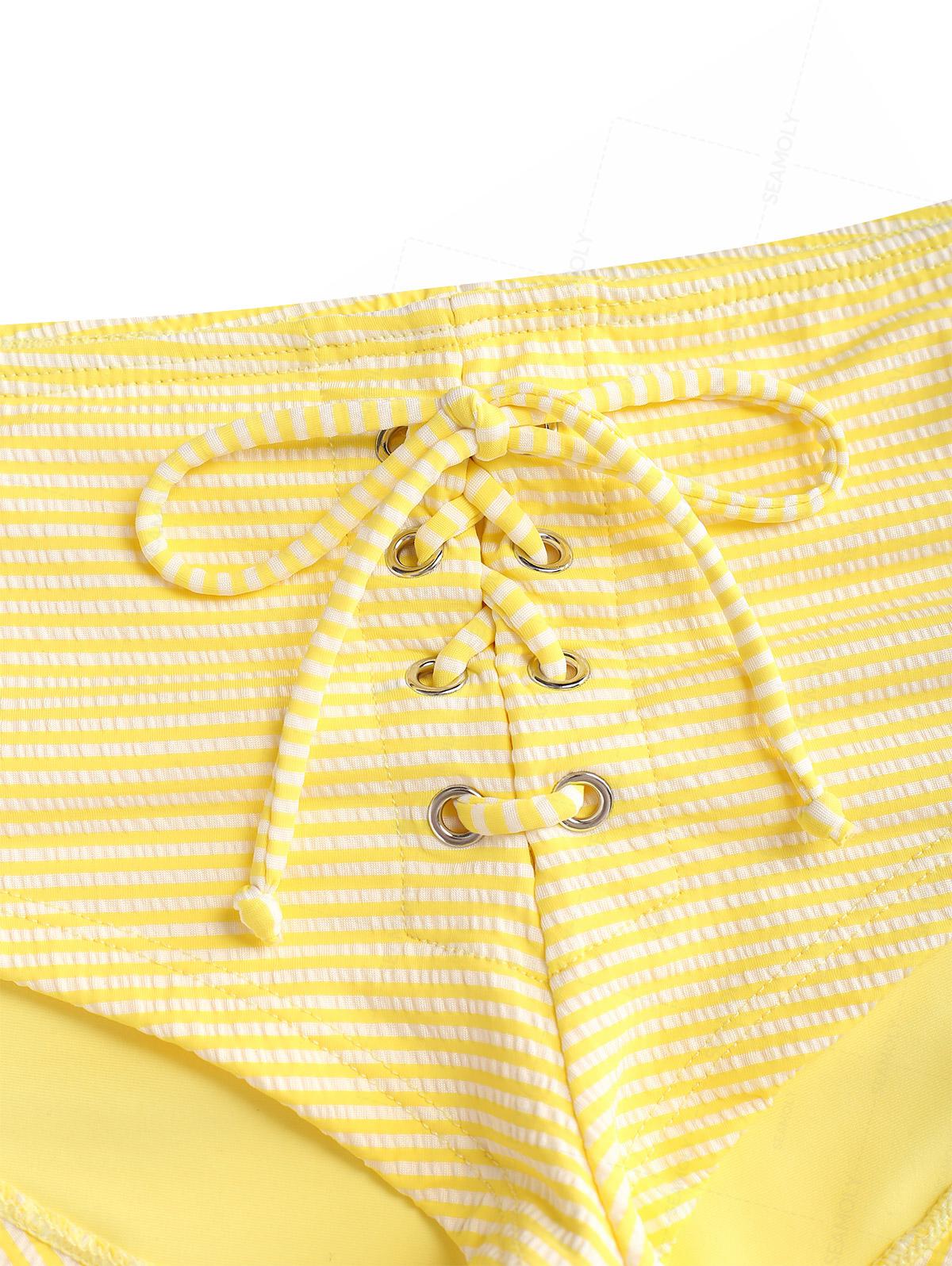 Seamolly Gestreifte Bikinihose mit Ösen und Schnürung, freche Badeshorts - Image 3
