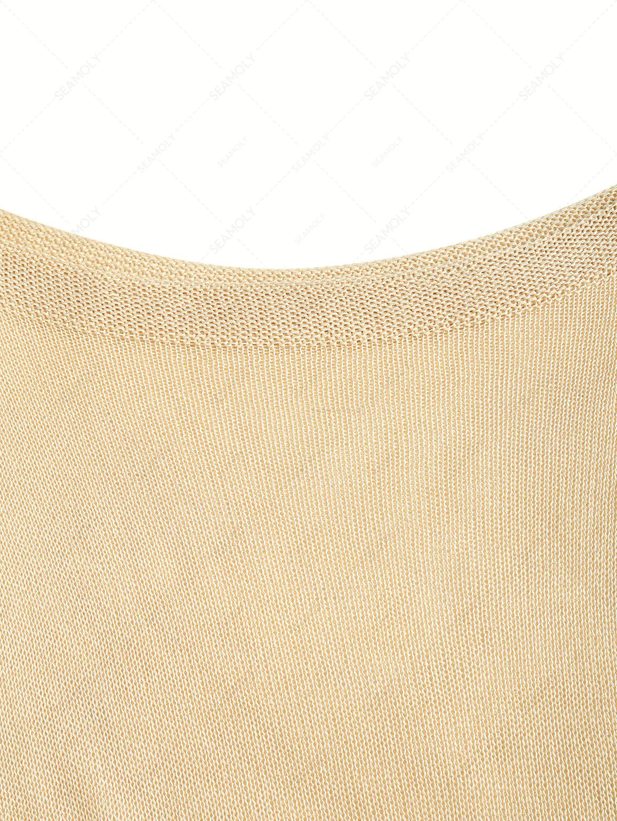 Einfarbiges, seitlich geschlitztes, langärmliges Pullover-Strandoberteil - Image 4