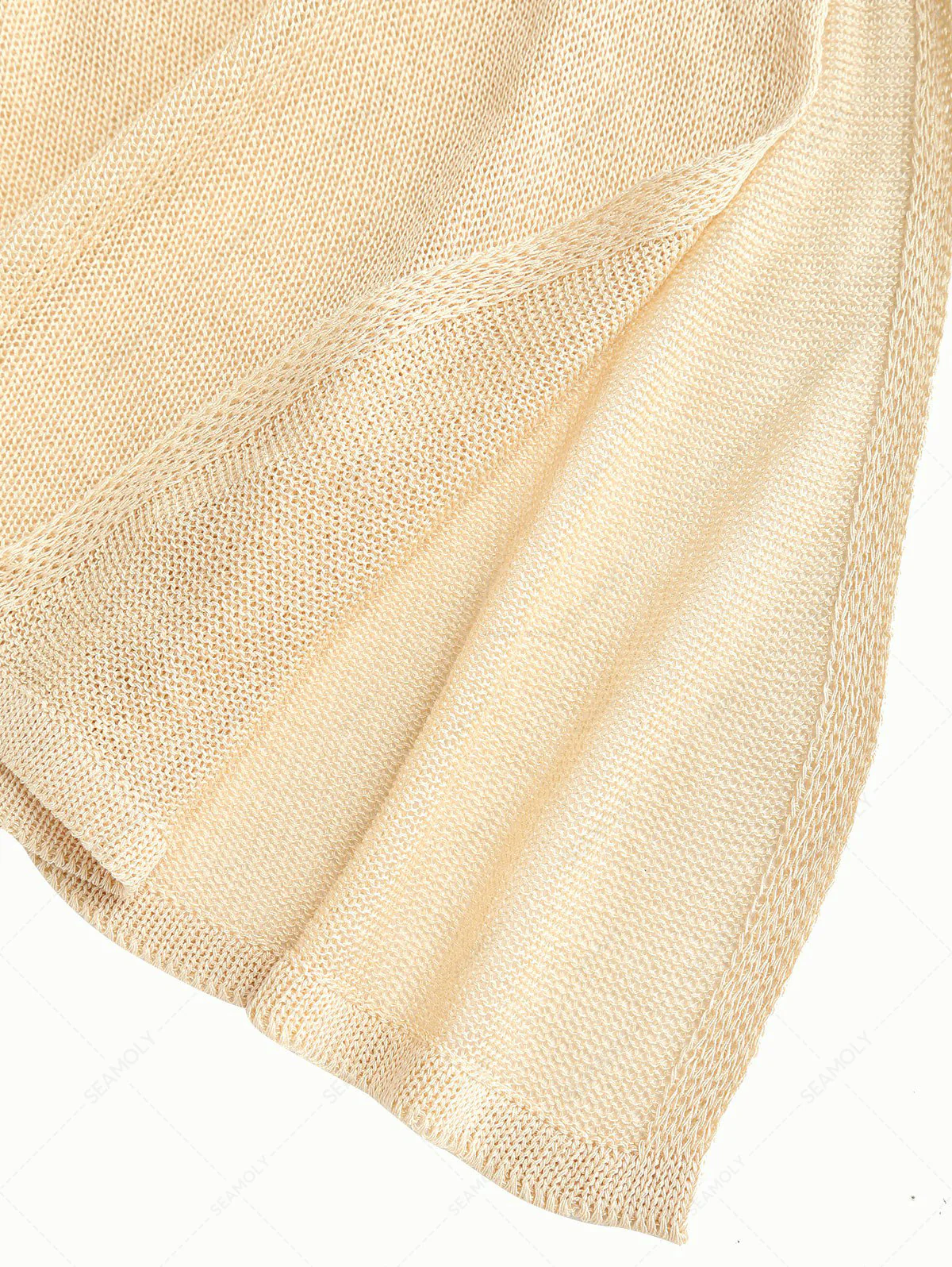 Einfarbiges, seitlich geschlitztes, langärmliges Pullover-Strandoberteil - Image 6