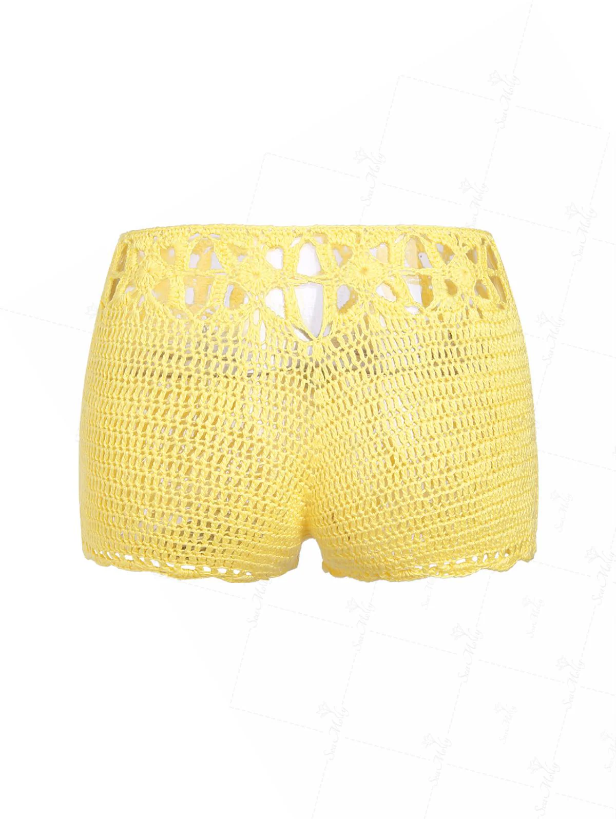 Häkelstrick-Strand-Überzug mit niedriger Taille, Micro-Mini-Shorts - Image 4