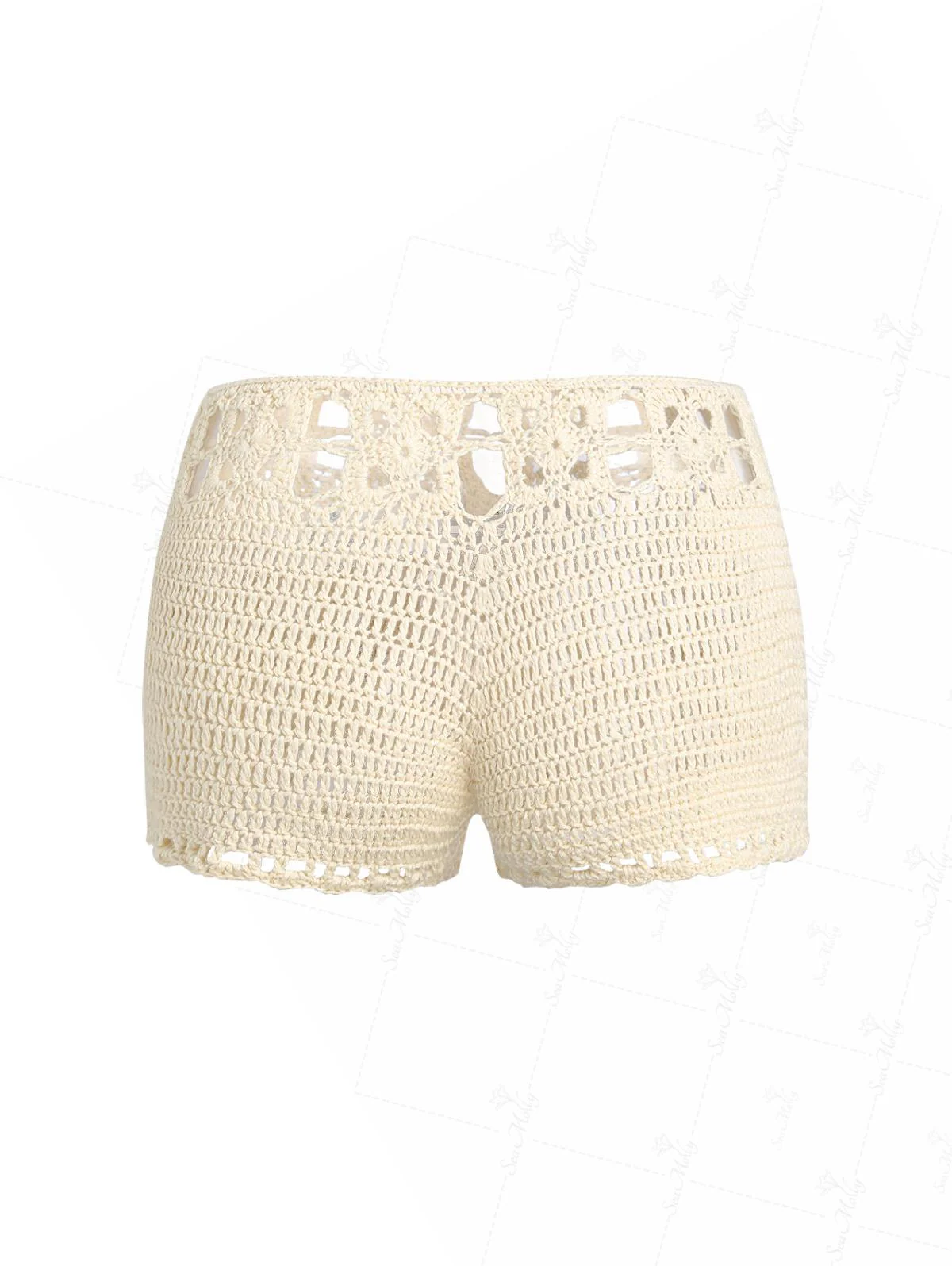 Vintage Häkelstrick Low Rise Strand Cover Up Mini Shorts - Image 5