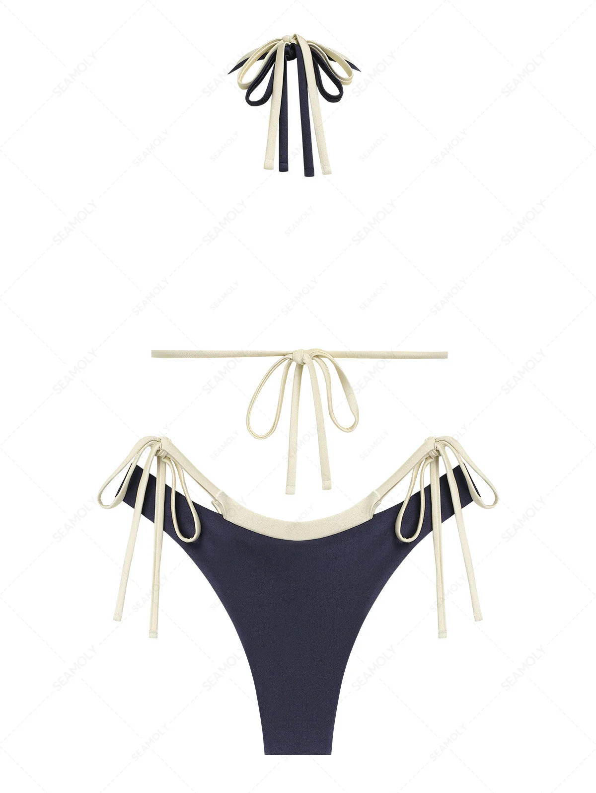 Seamolly 3-teiliges zweifarbiges O-Ring-Doppellagen-Bikini-Set mit frechen Boyshorts - Image 6