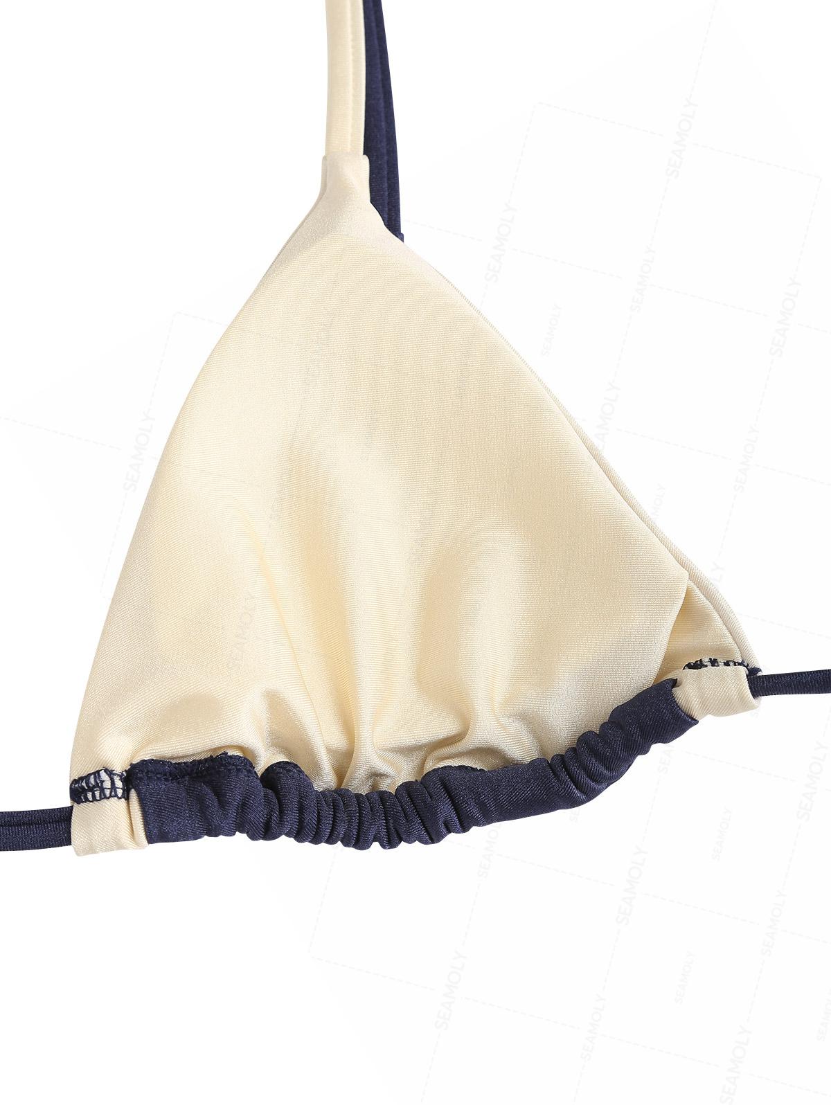 Seamolly Colorblock Two Tone Tie Side Double Layer Bikini Set - Image 4