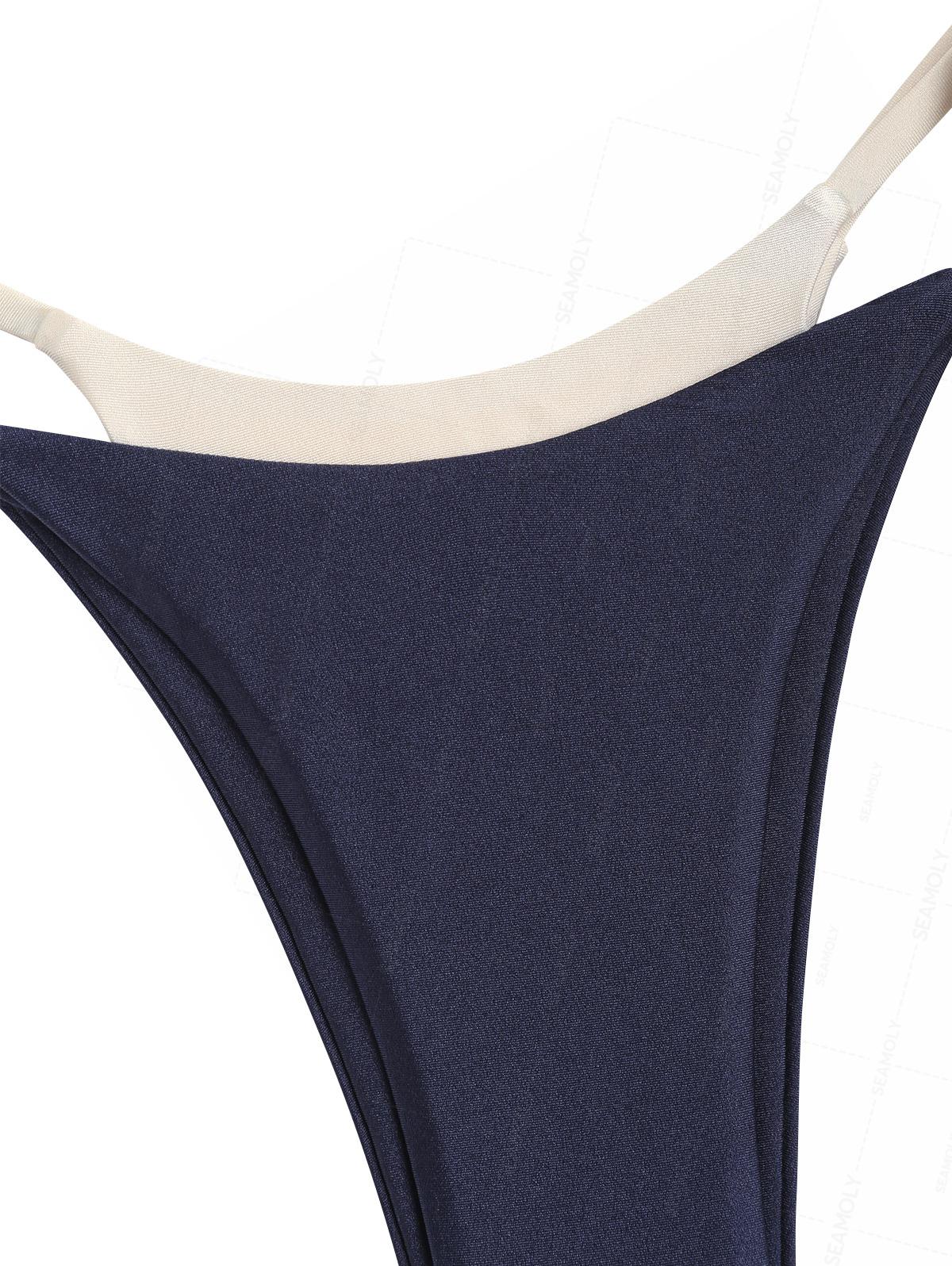 Seamolly Colorblock Two Tone Tie Side Double Layer Bikini Set - Image 5