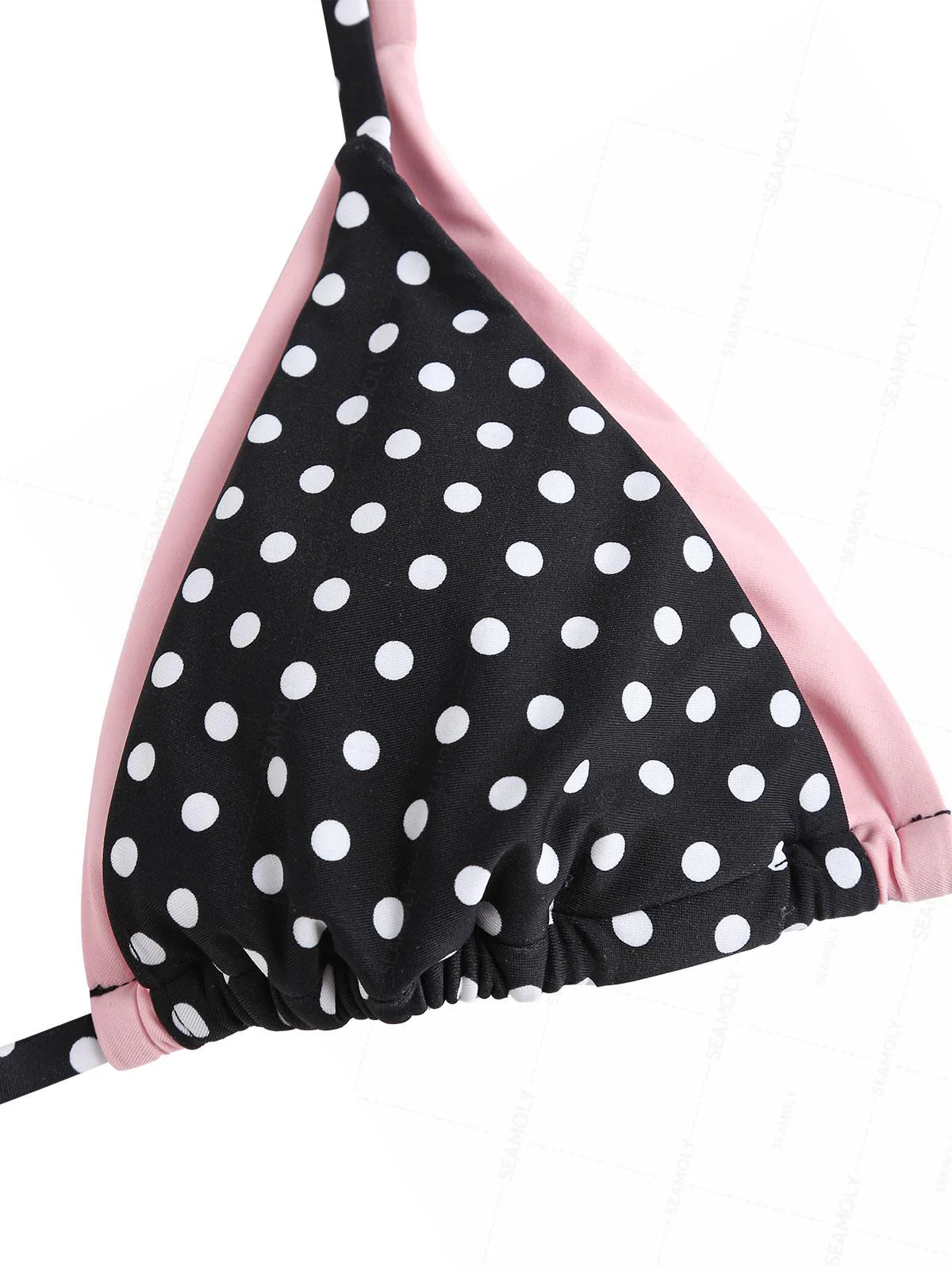 Seamolly Contrast Color Polka Dot Print Tie Side Double Layer Bikini Set - Image 3