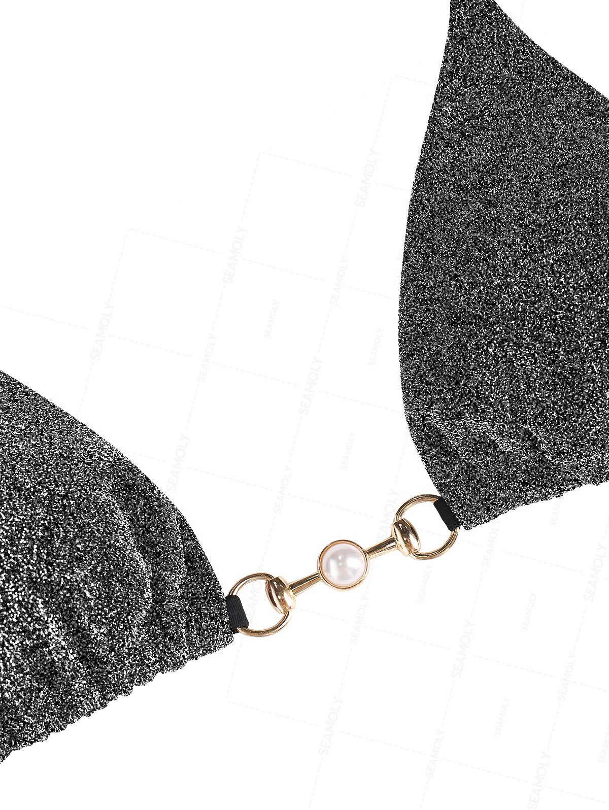 Seamolly – Bikini-Set mit glitzerndem Lurex-Neckholder und Kunstperlen und seitlicher Schnürung - Image 6