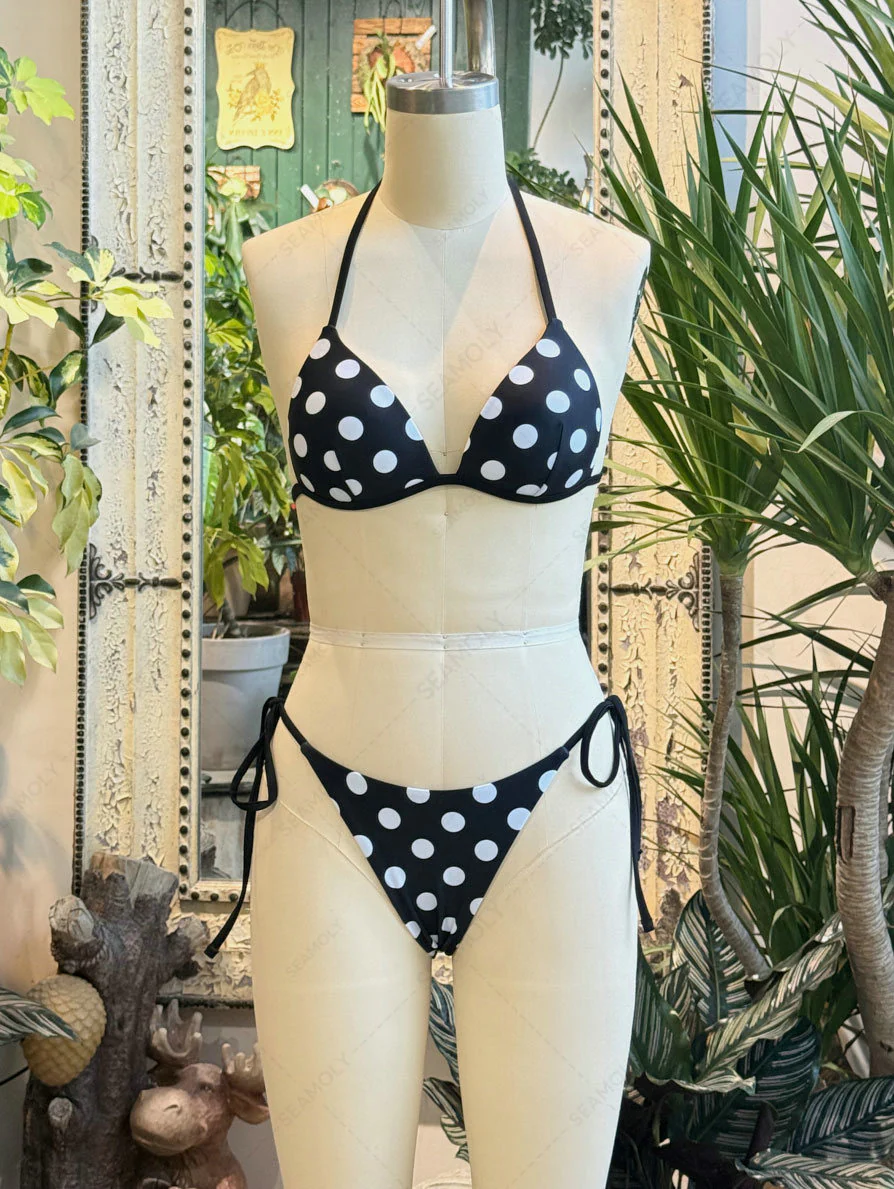 Seamolly Bikini-Set mit Triangel-Push-Up-Oberteil und frechem brasilianischem Höschen mit Polka-Dot-Print - Image 2