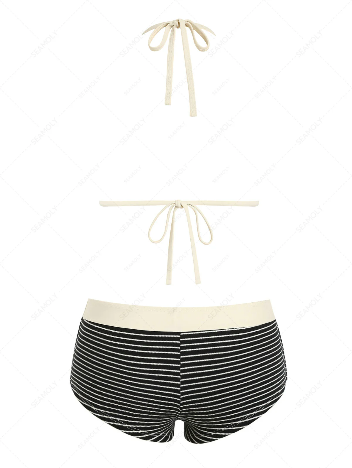 Seamolly Bikini-Set mit geripptem, gestreiftem und kontrastfarbenem Einfassband, frechen Boyshorts - Image 2