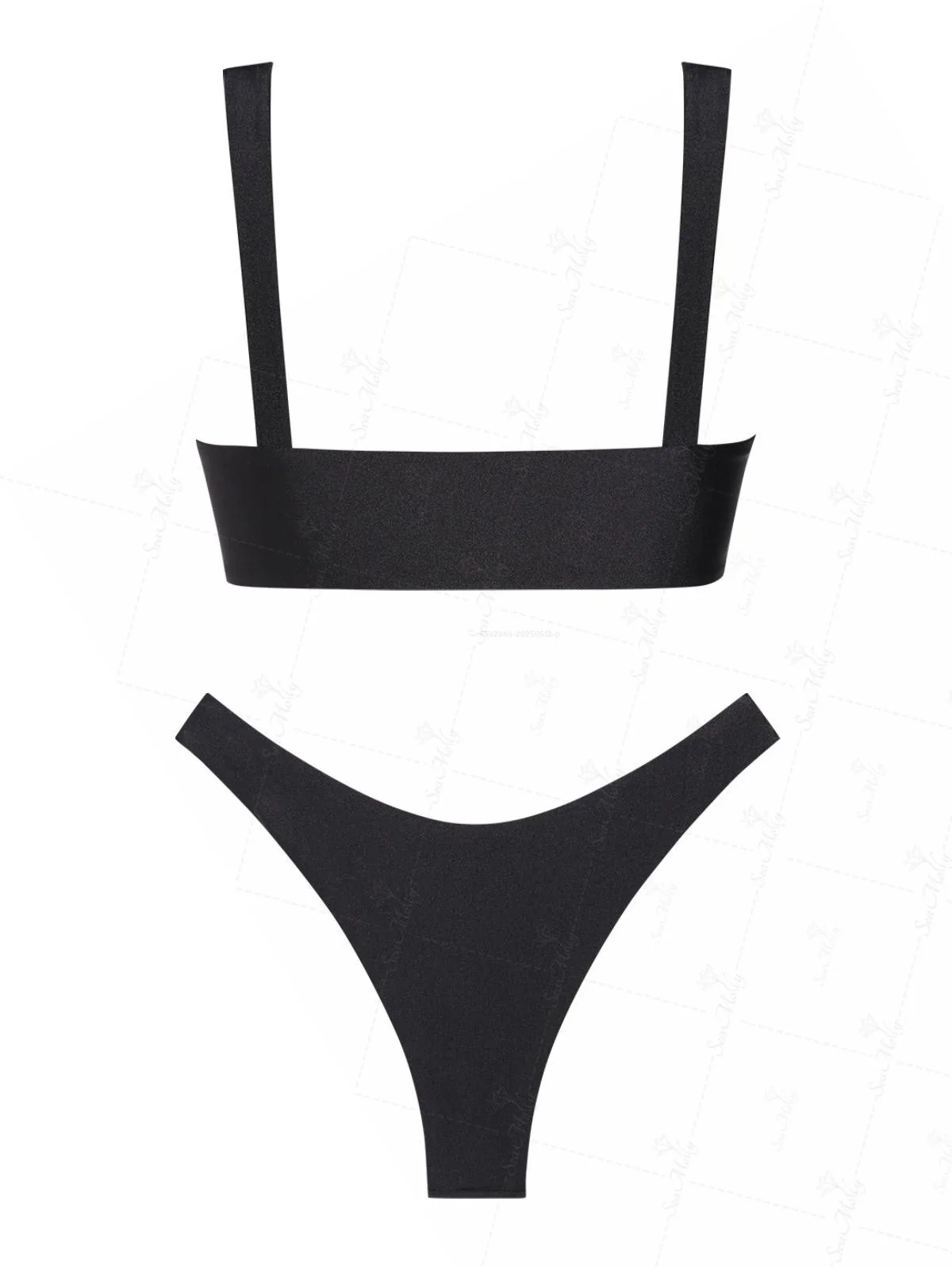 Seamolly Schwarzer Bikini mit glänzenden Strasssteinen und Metalldekor - Image 10