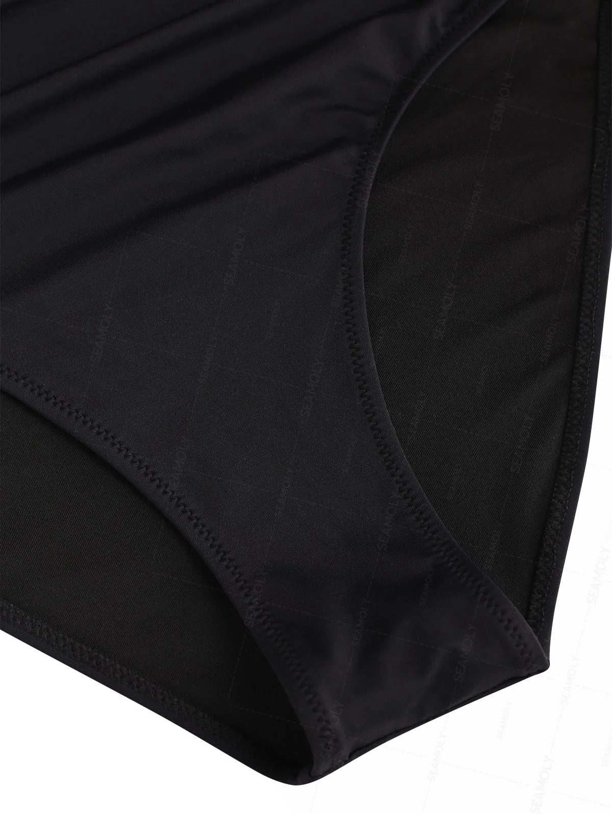 Seamolly Einteiliger Badeanzug Monokini in Unifarbe mit gedrehtem Cut-out, Raffungen und Bauchkontrolle - Image 5