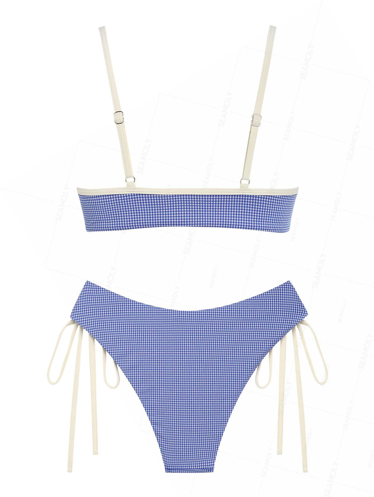 Seamolly – Kariertes Hipster-Bikini-Set mit O-Ring und seitlicher Schnürung - Image 2