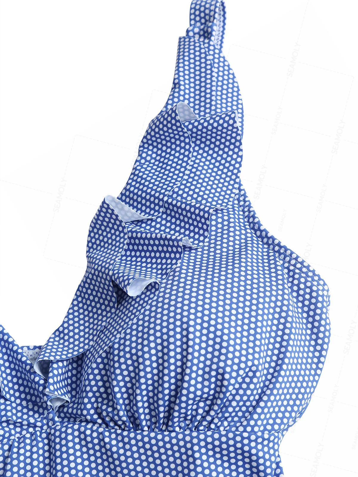 Seamolly 1950er Jahre Pin-Up Vintage Badeanzug mit Polka-Dots, Bauchkontrolle, Rüschen und tiefem Ausschnitt - Image 4